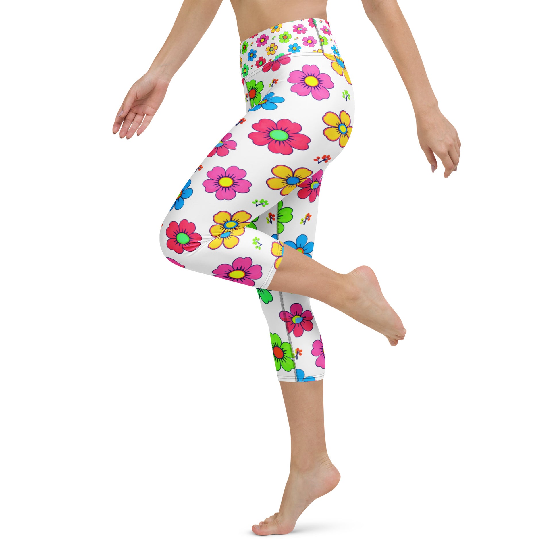 Yoga Capri Leggings - Scattered Petal Dream Leggings – Unique Floral Standout by printfluence.net