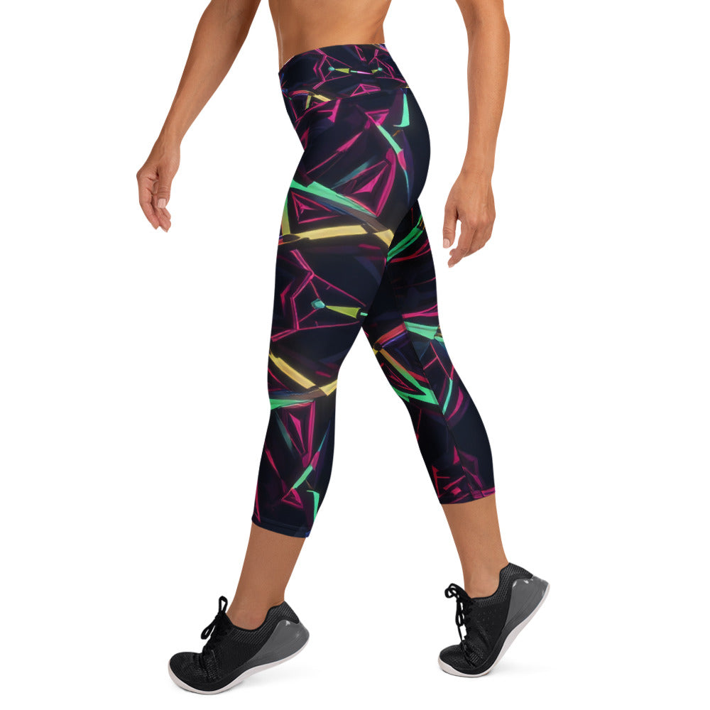 Yoga Capri Leggings - Neon Eclipse Yoga Capri Leggings – Elite Flow for Visionary Achievers by printfluence.net