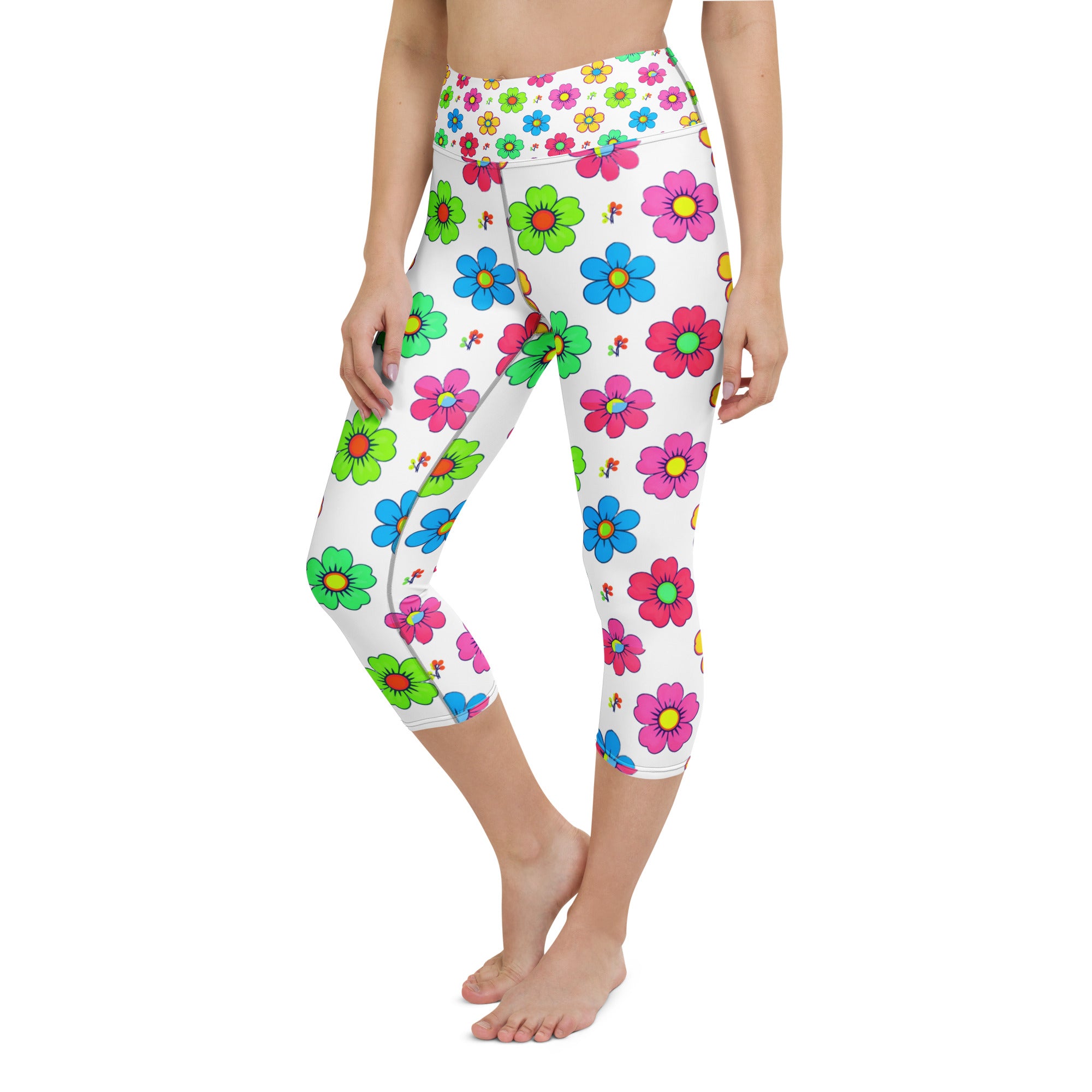 Yoga Capri Leggings - Scattered Petal Dream Leggings – Unique Floral Standout by printfluence.net
