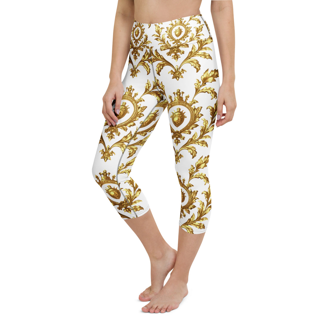Yoga Capri Leggings - Royal Golden Yoga Capri – Elite Luxury Leggings by printfluence.net