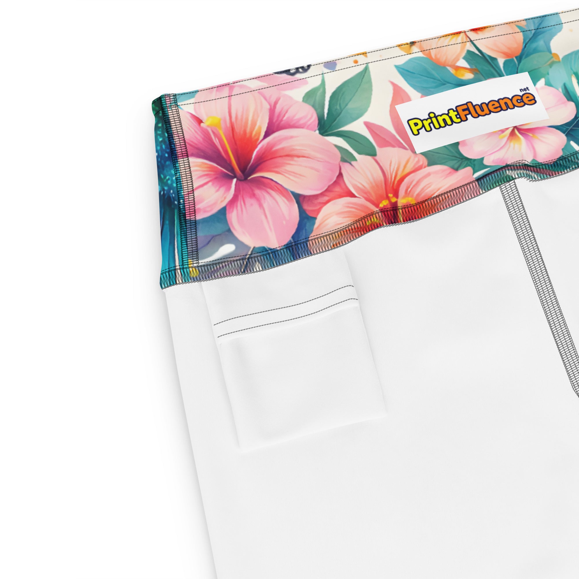 Yoga Capri Leggings - Tropical Bliss: Hummingbird & Hibiscus Yoga Capri Leggings 🕊️🌺 by printfluence.net