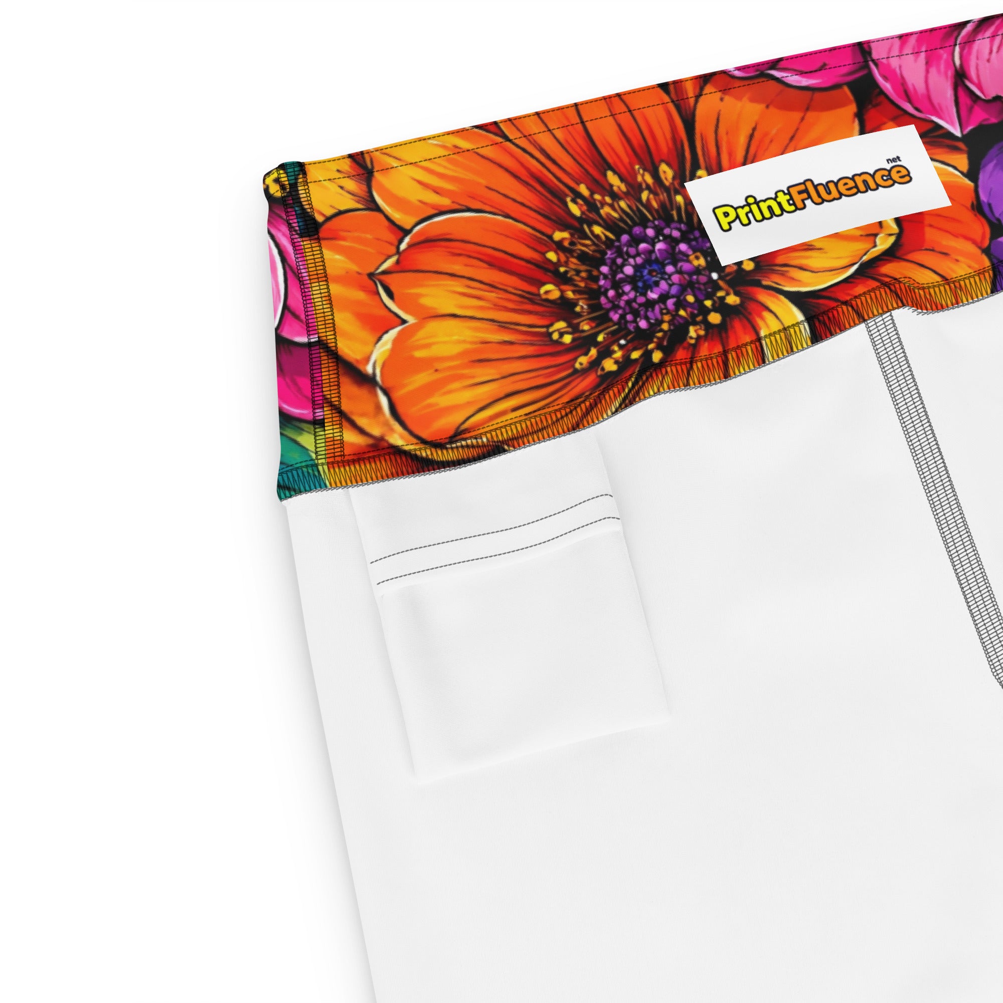 Yoga Capri Leggings - Vibrant Tropical Floral Bloom High-Waisted by printfluence.net