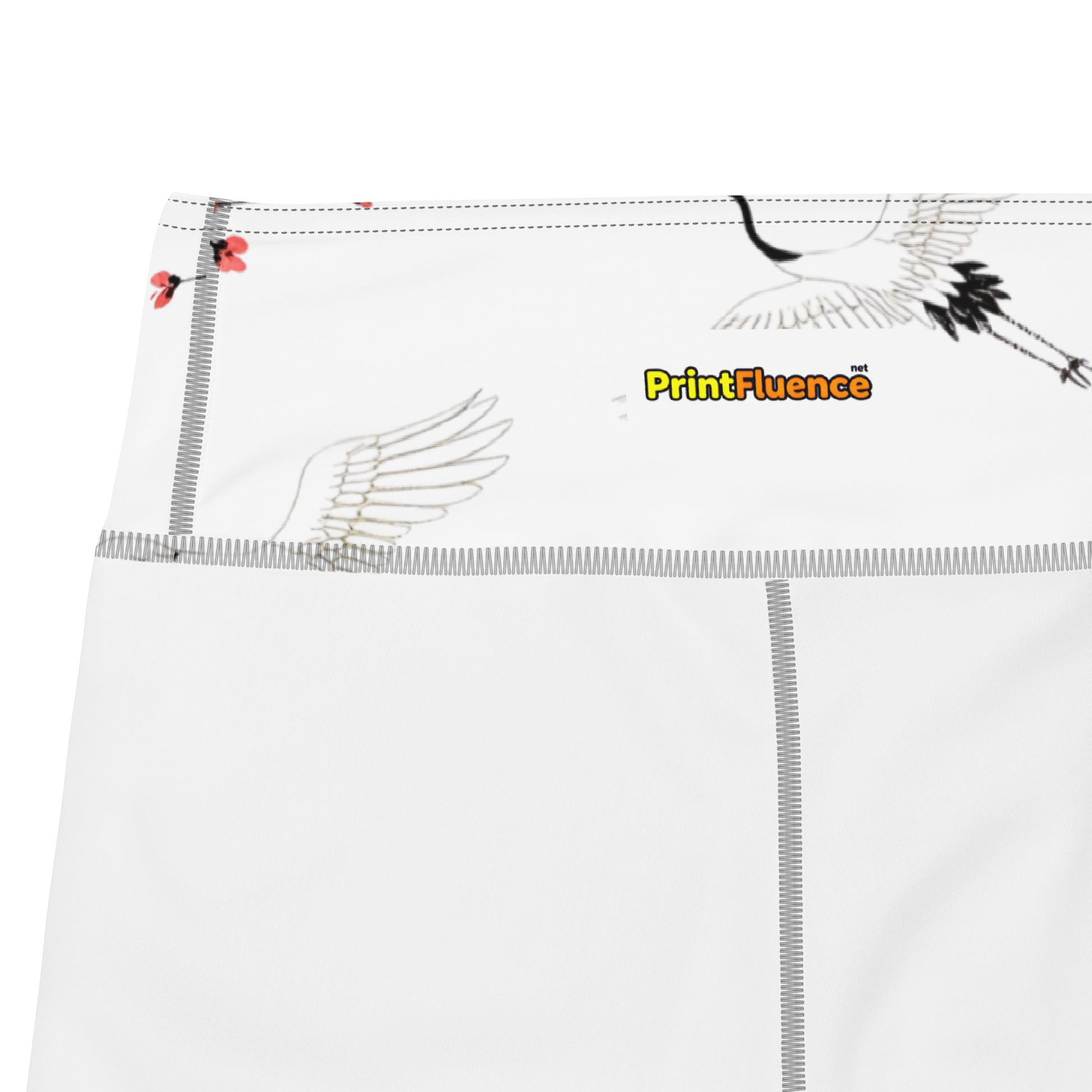 Yoga Capri Leggings - Cranes & Sakura Majesty Leggings – For Elegant Elite Achievers by printfluence.net