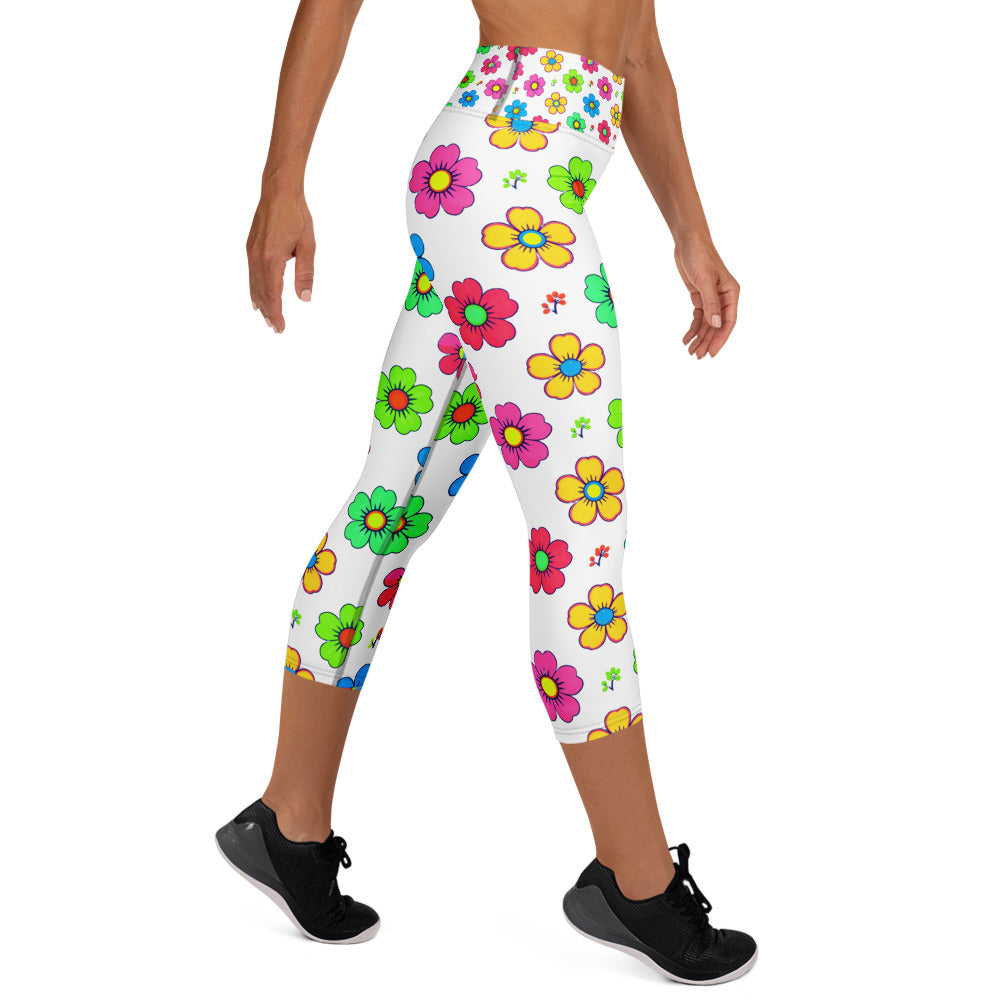 Yoga Capri Leggings - Scattered Petal Dream Leggings – Unique Floral Standout by printfluence.net