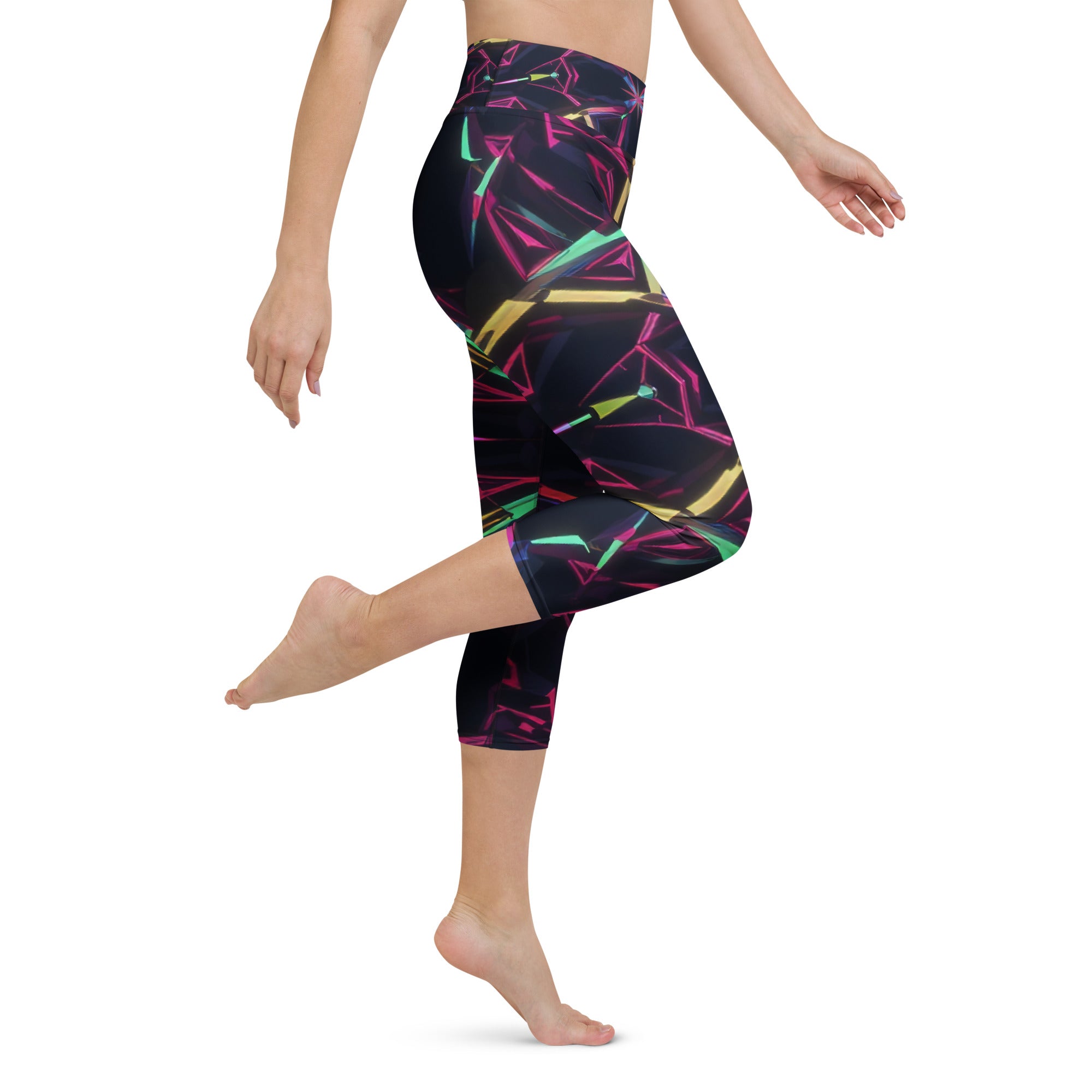 Yoga Capri Leggings - Neon Eclipse Yoga Capri Leggings – Elite Flow for Visionary Achievers by printfluence.net
