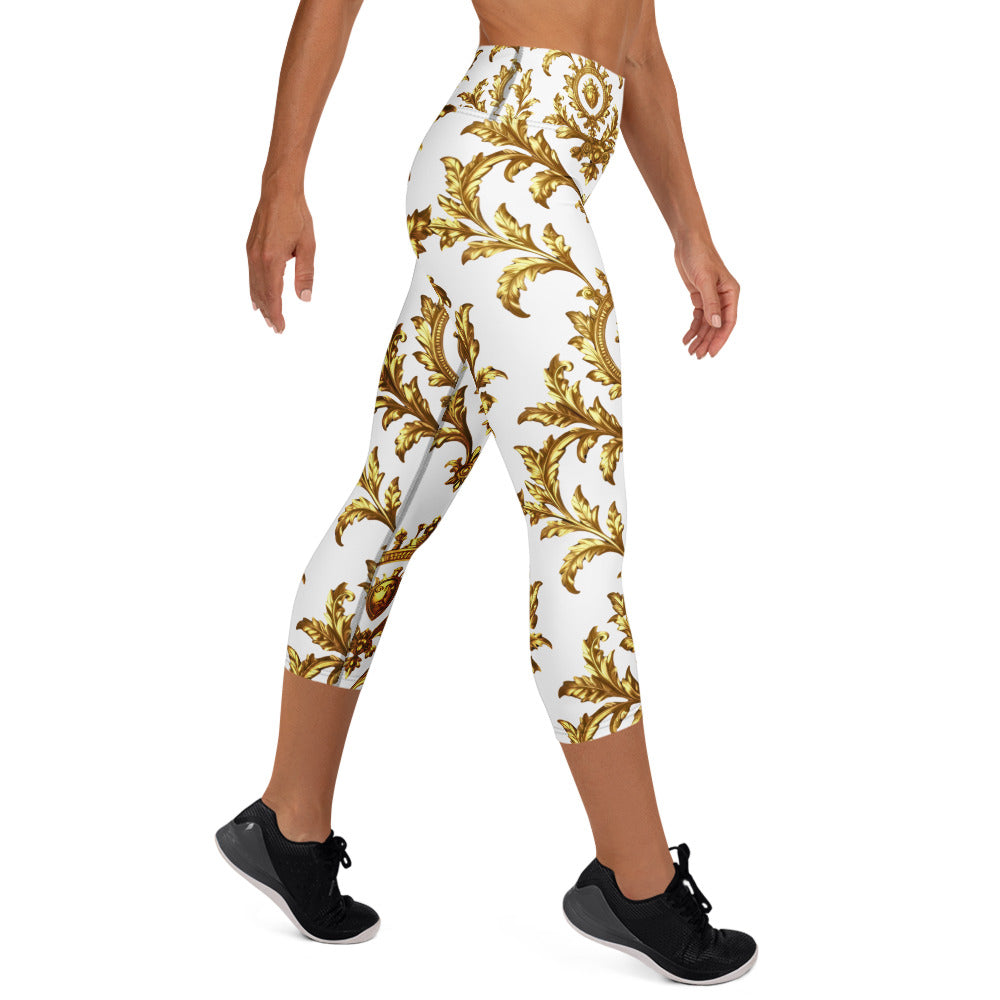 Yoga Capri Leggings - Royal Golden Yoga Capri – Elite Luxury Leggings by printfluence.net