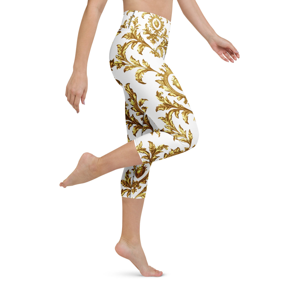 Yoga Capri Leggings - Royal Golden Yoga Capri – Elite Luxury Leggings by printfluence.net
