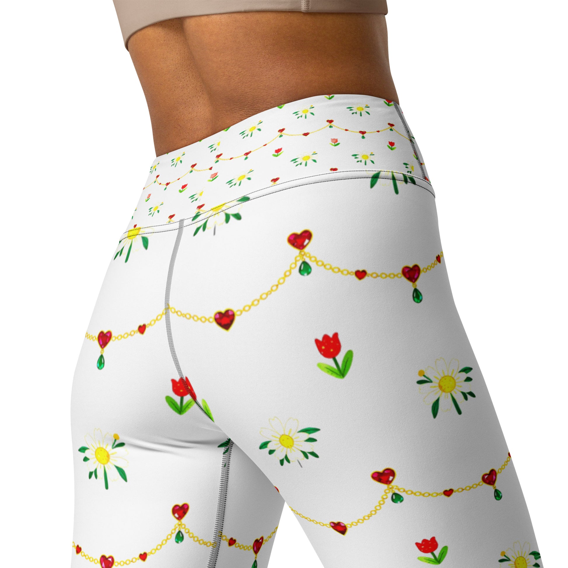 Yoga Leggings - Elegant Floral Ribbon Yoga Leggings – Luxury Activewear for Unique Women by printfluence.net