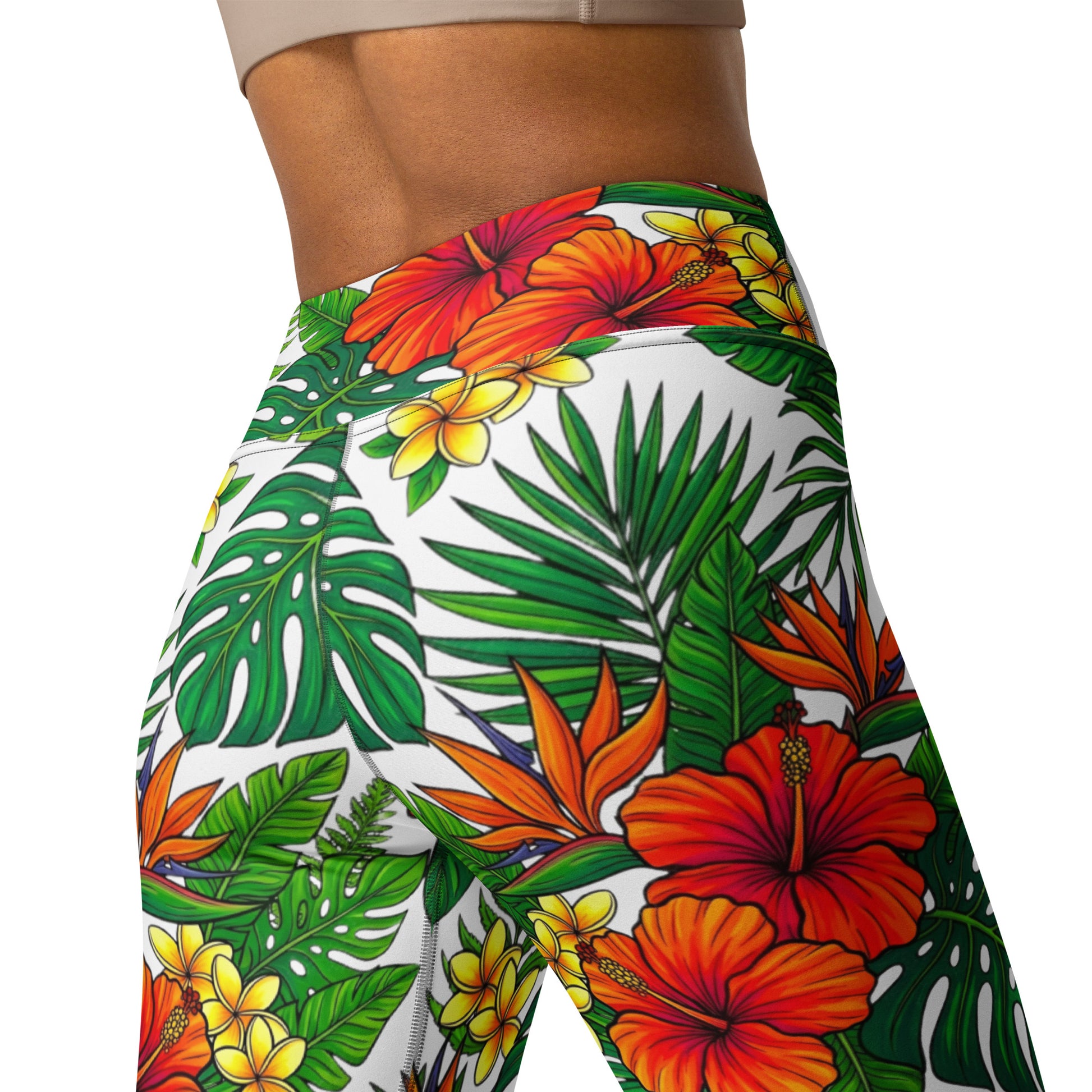 Yoga Leggings - Blooming Floral Yoga Leggings – Comfy High-Waist Patterned Tights for Everyday Flow by printfluence.net