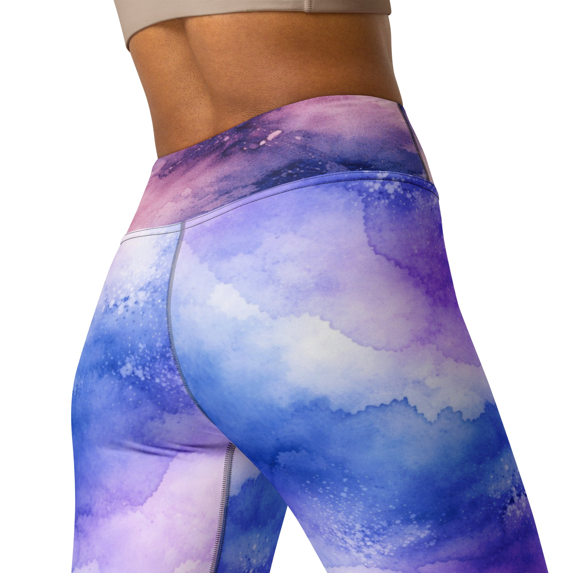Yoga Leggings - Cloudscape Yoga Leggings – Dreamy Watercolor Sky All-Over Print by printfluence.net