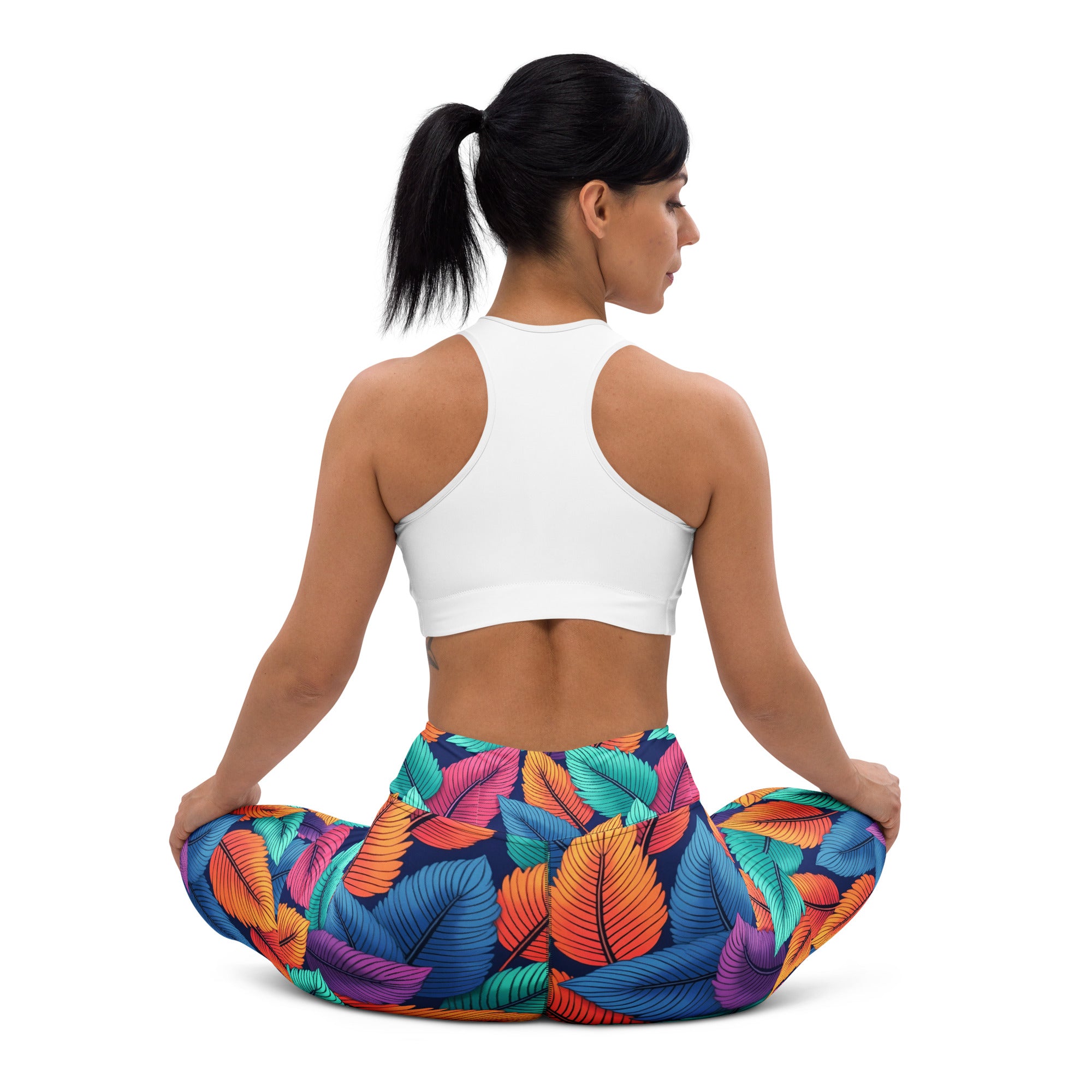 Yoga Leggings - Nature Fusion Leggings – Colorful Leaf Pattern Design for Stylish Comfort by printfluence.net