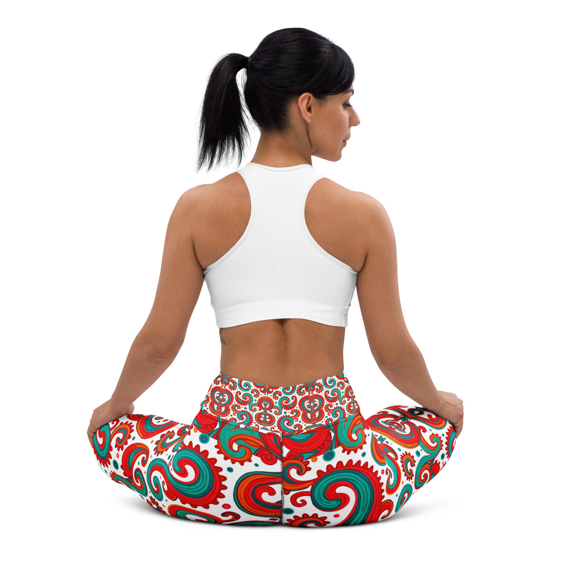 Yoga Leggings - Sassy Green Red Whimsy Leggings – Fun for Bold Girls by printfluence.net