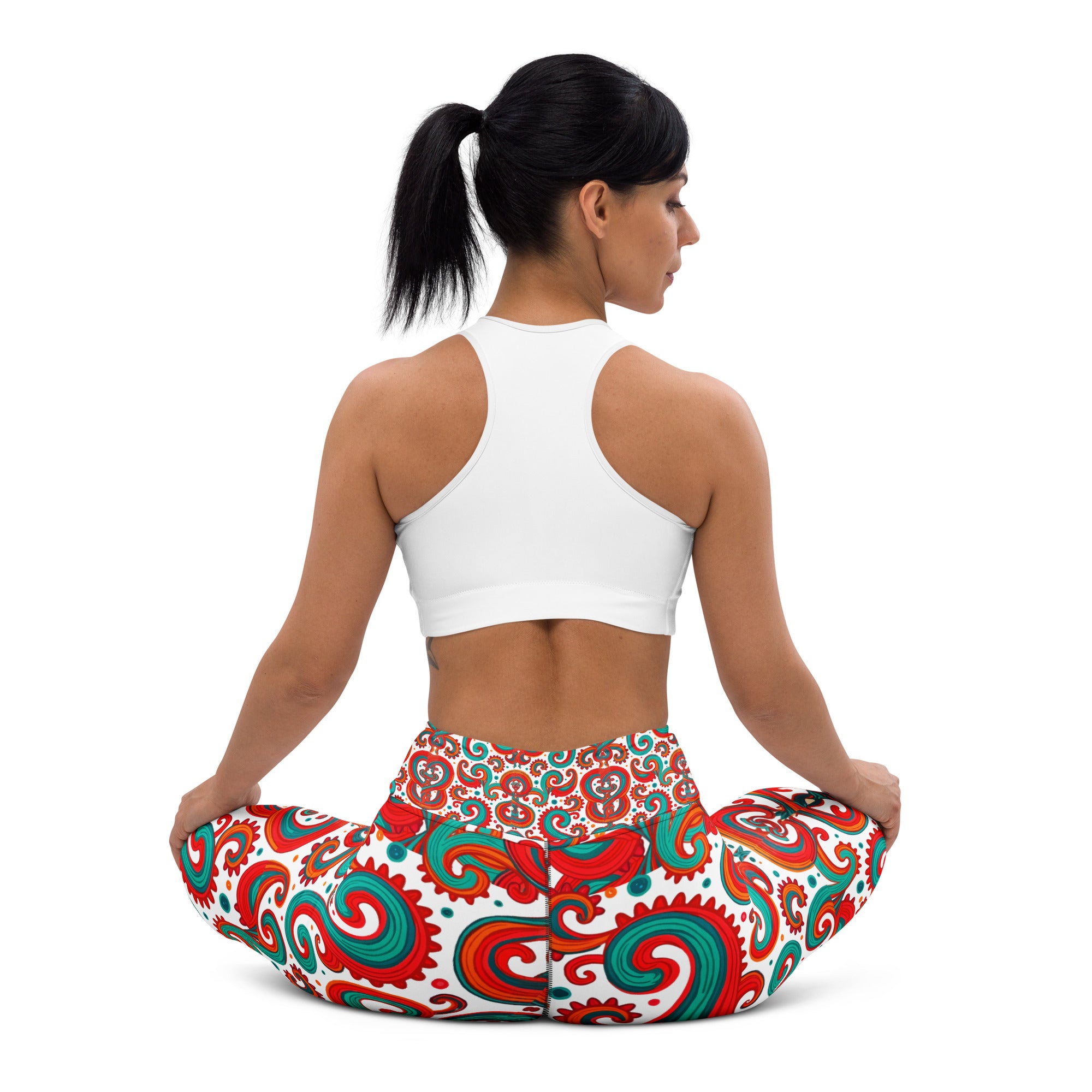 Yoga Leggings - Sassy Green Red Whimsy Leggings – Fun for Bold Girls by printfluence.net