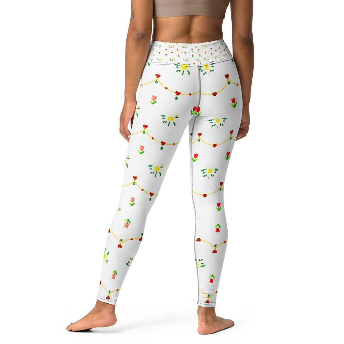 Yoga Leggings - Elegant Floral Ribbon Yoga Leggings – Luxury Activewear for Unique Women by printfluence.net