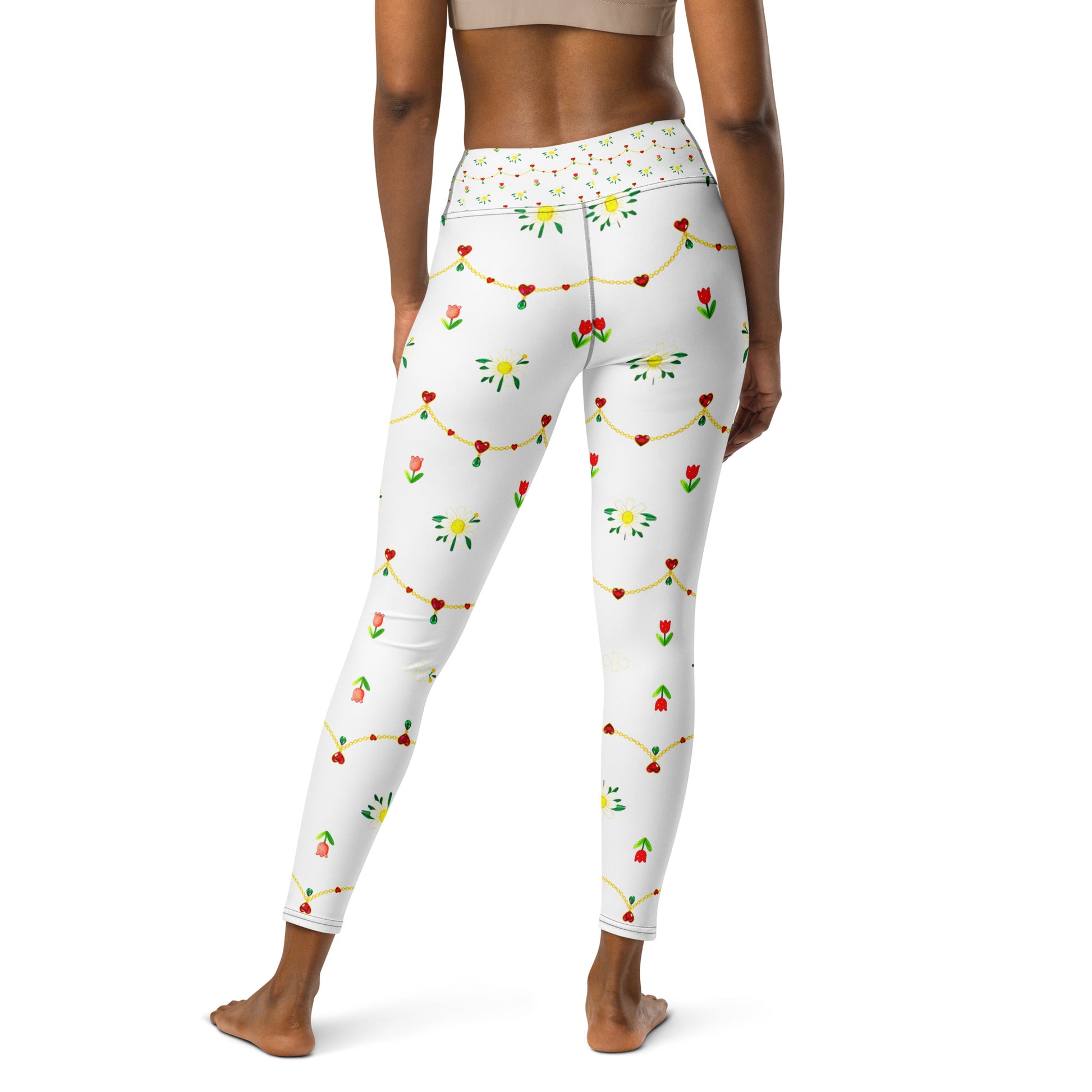 Yoga Leggings - Elegant Floral Ribbon Yoga Leggings – Luxury Activewear for Unique Women by printfluence.net