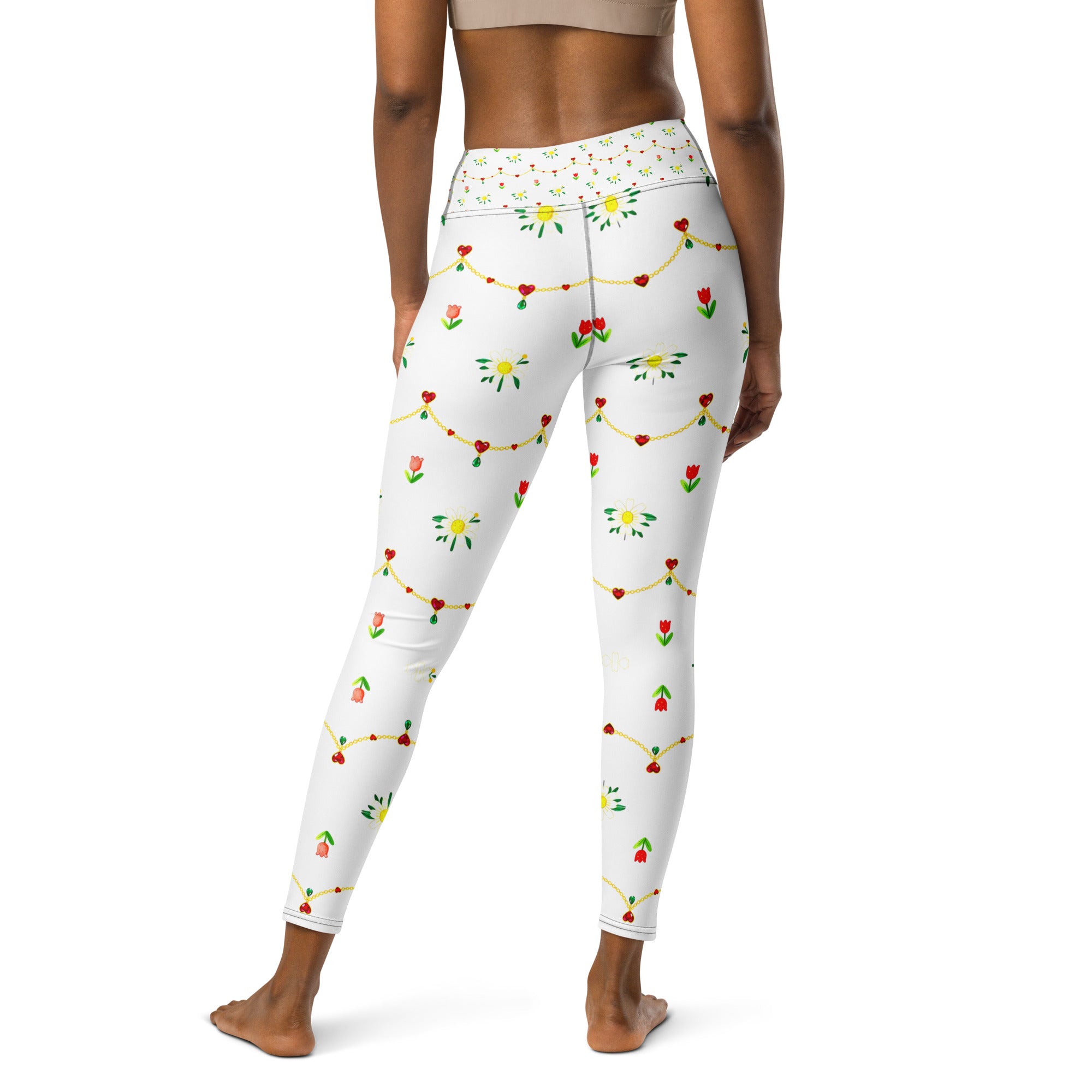 Yoga Leggings - Elegant Floral Ribbon Yoga Leggings – Luxury Activewear for Unique Women by printfluence.net