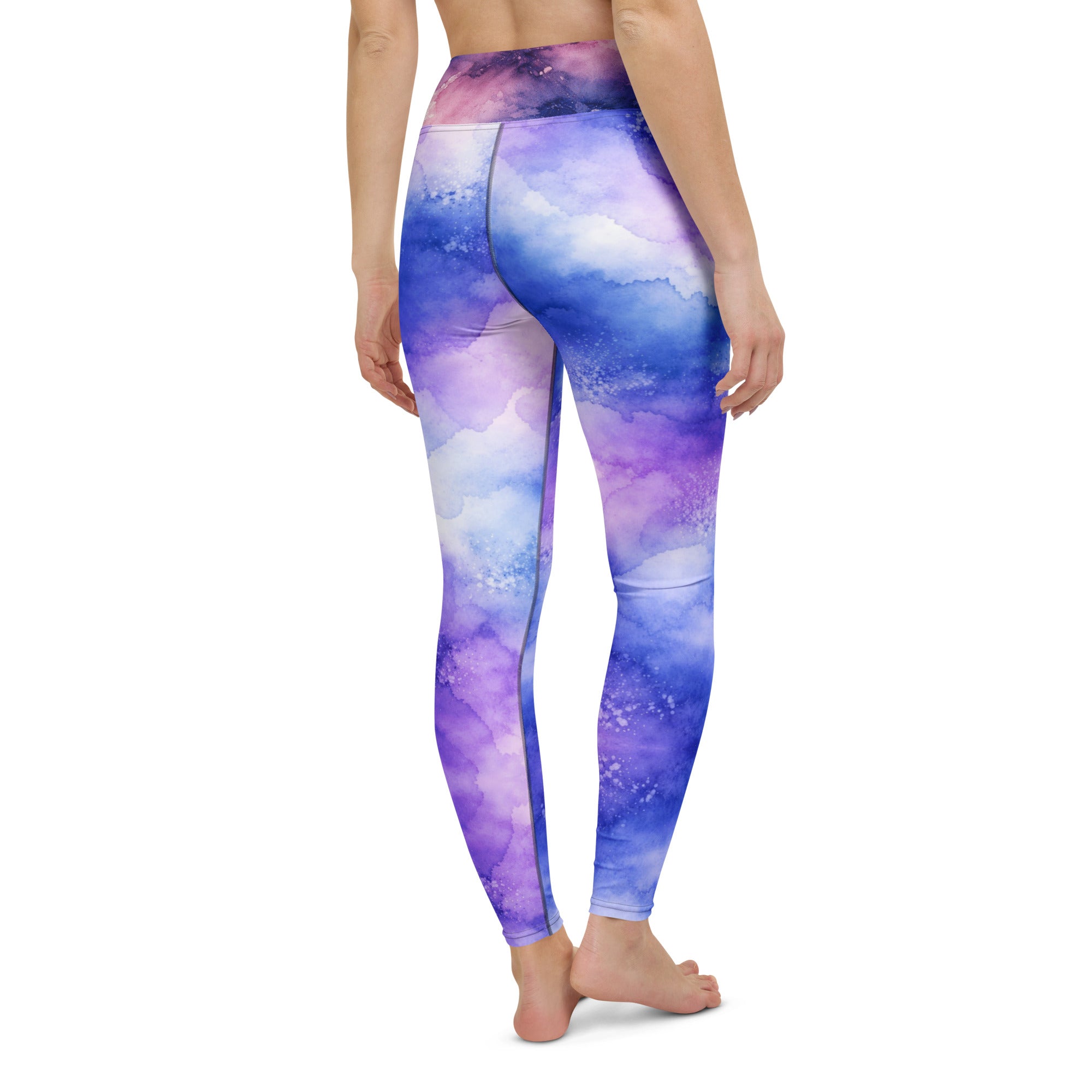 Yoga Leggings - Cloudscape Yoga Leggings – Dreamy Watercolor Sky All-Over Print by printfluence.net