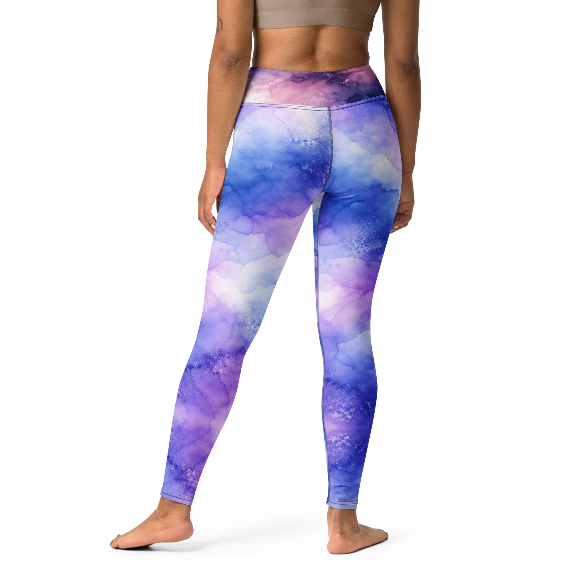 Yoga Leggings - Cloudscape Yoga Leggings – Dreamy Watercolor Sky All-Over Print by printfluence.net