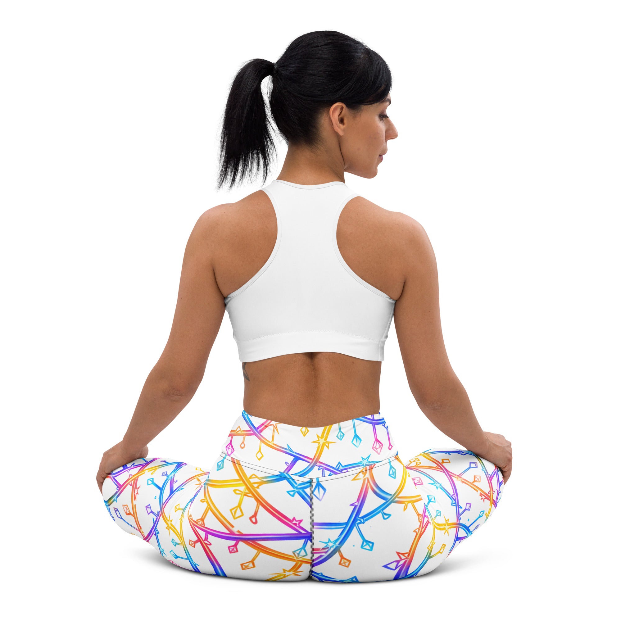 Yoga Leggings - Celestial Glow: Rainbow Crystal Path Yoga Leggings ✨🌈 by printfluence.net
