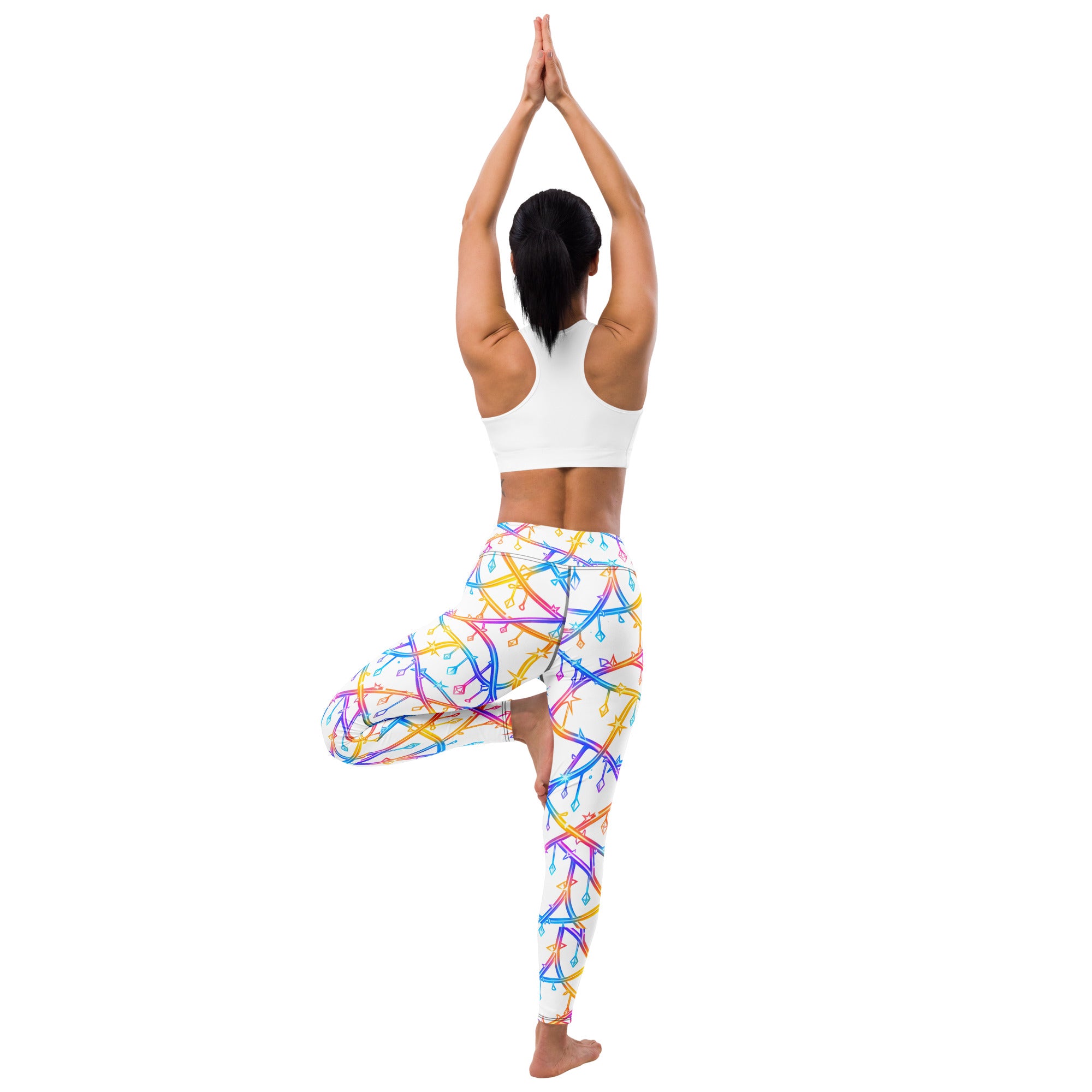 Yoga Leggings - Celestial Glow: Rainbow Crystal Path Yoga Leggings ✨🌈 by printfluence.net