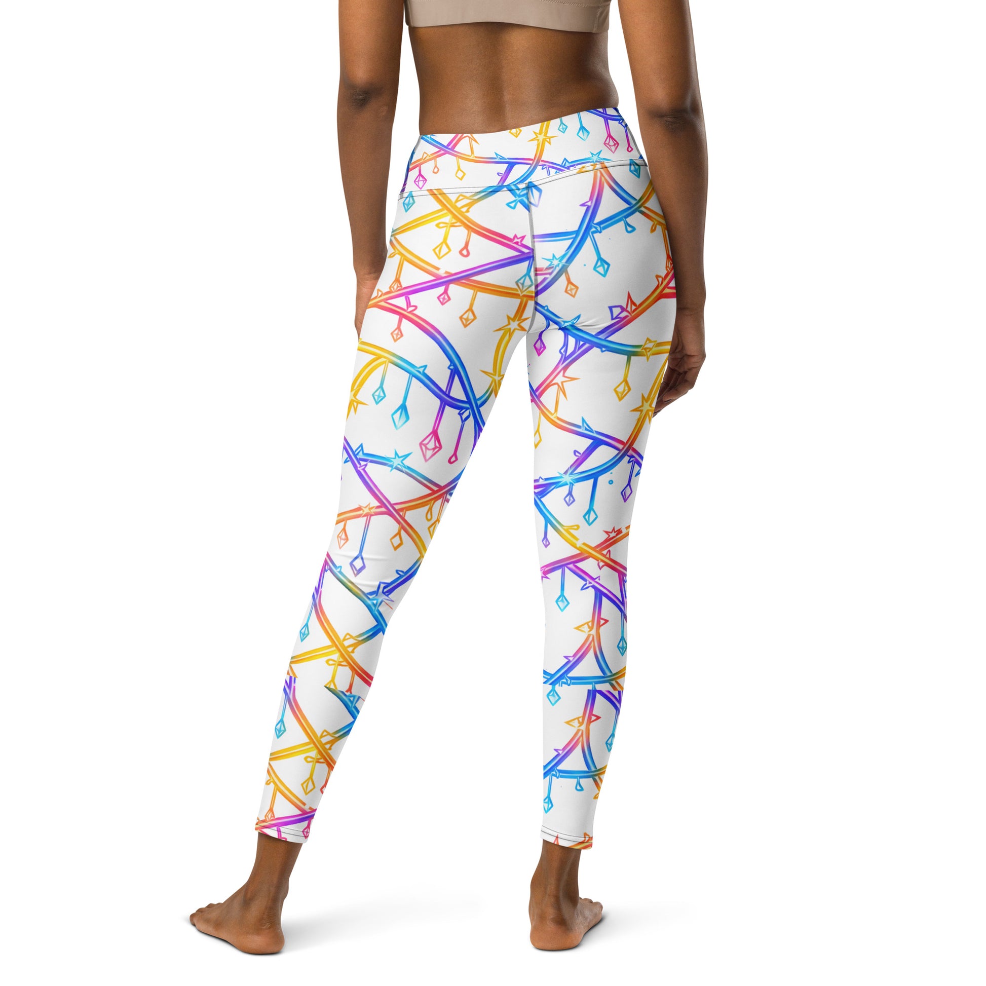 Yoga Leggings - Celestial Glow: Rainbow Crystal Path Yoga Leggings ✨🌈 by printfluence.net