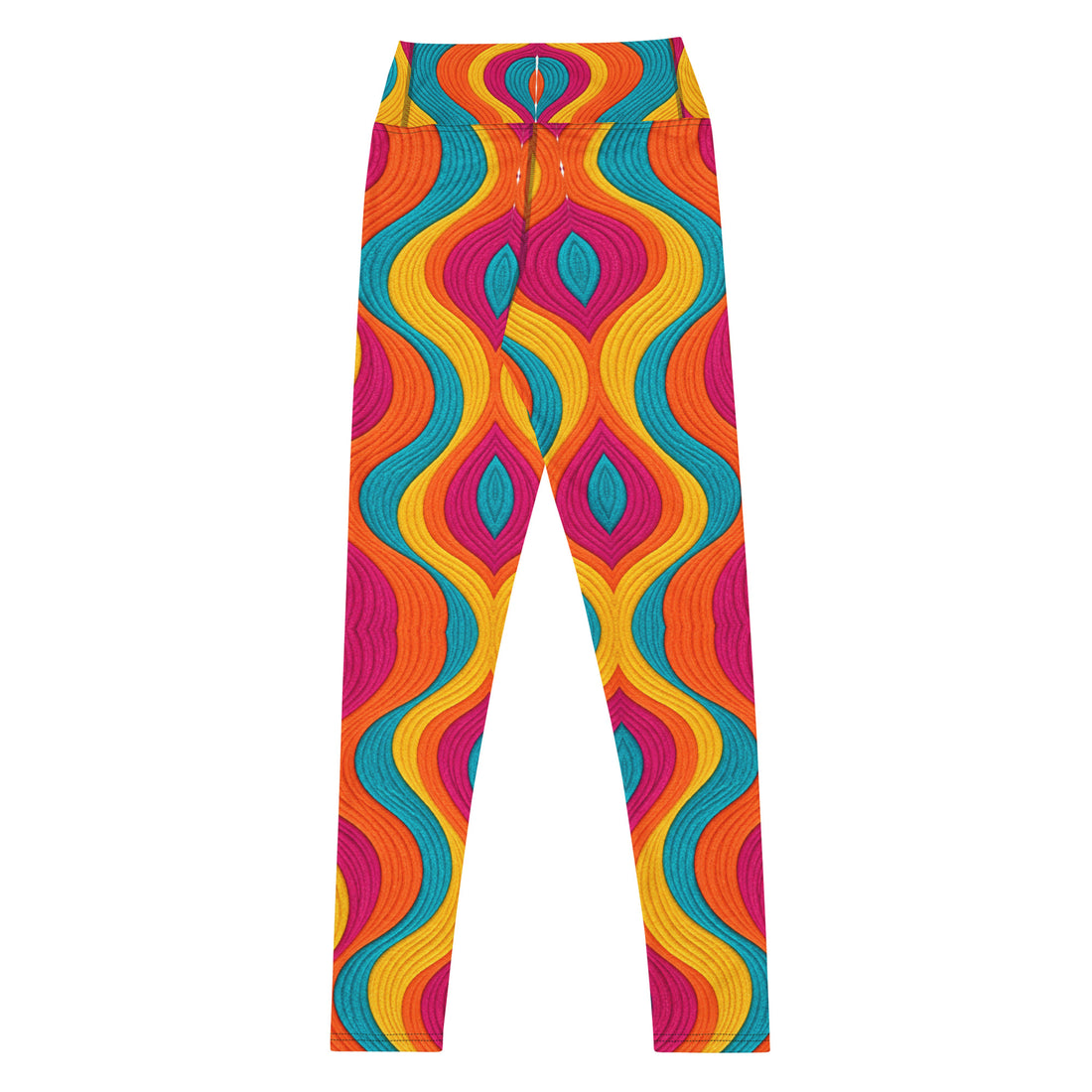 Heritage Bloom Lovers | All-Over Print Yoga Leggings — Vibrant Wavy Colorful Rope Pattern by printfluence