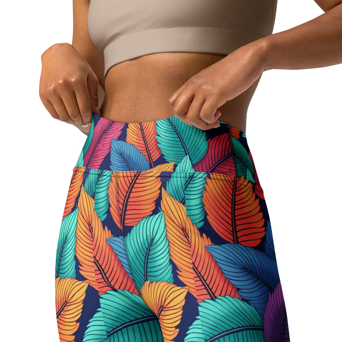 Yoga Leggings - Nature Fusion Leggings – Colorful Leaf Pattern Design for Stylish Comfort by printfluence.net