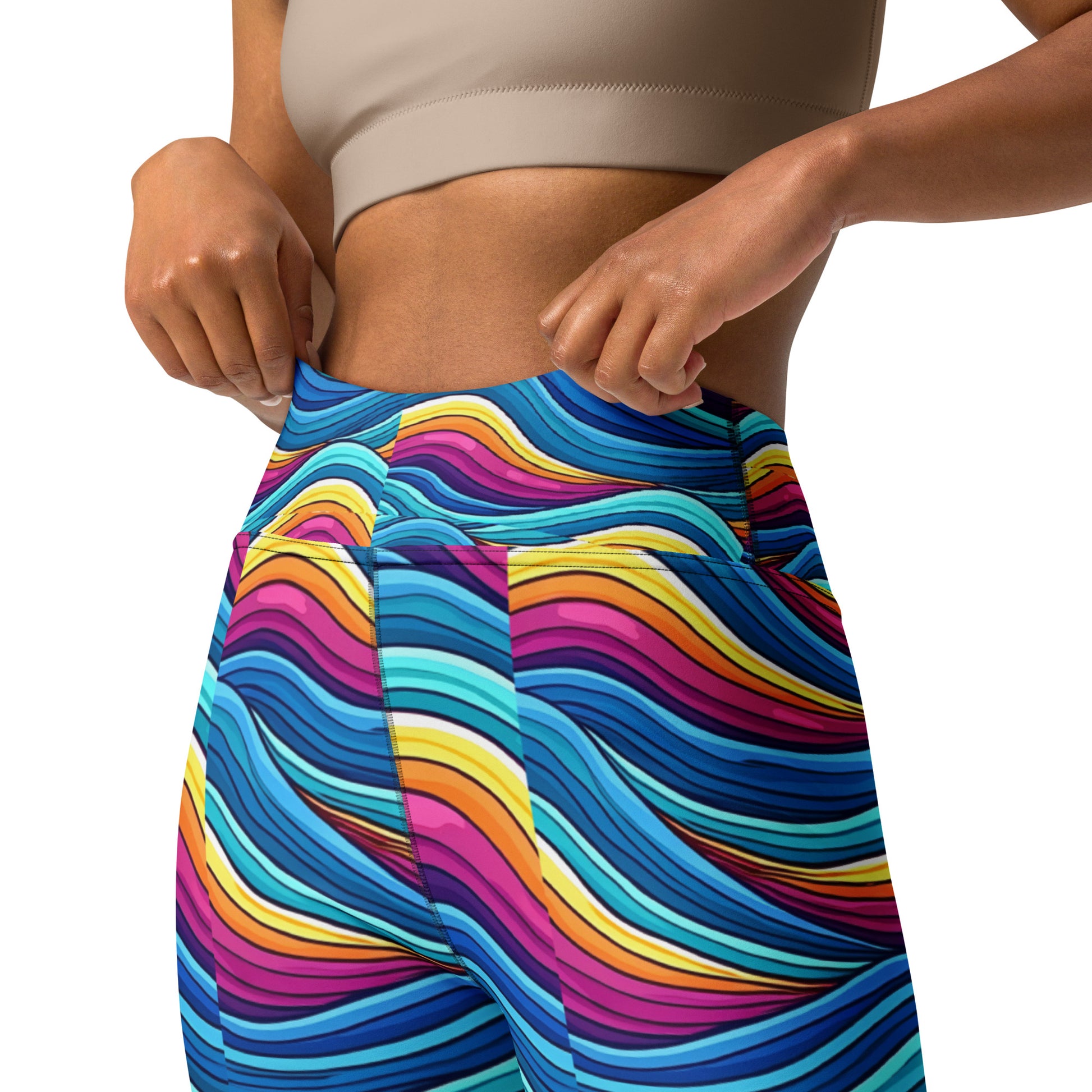 Yoga Leggings - Mystic Wave Flow Leggings – Enchanting Color Swirls by printfluence.net