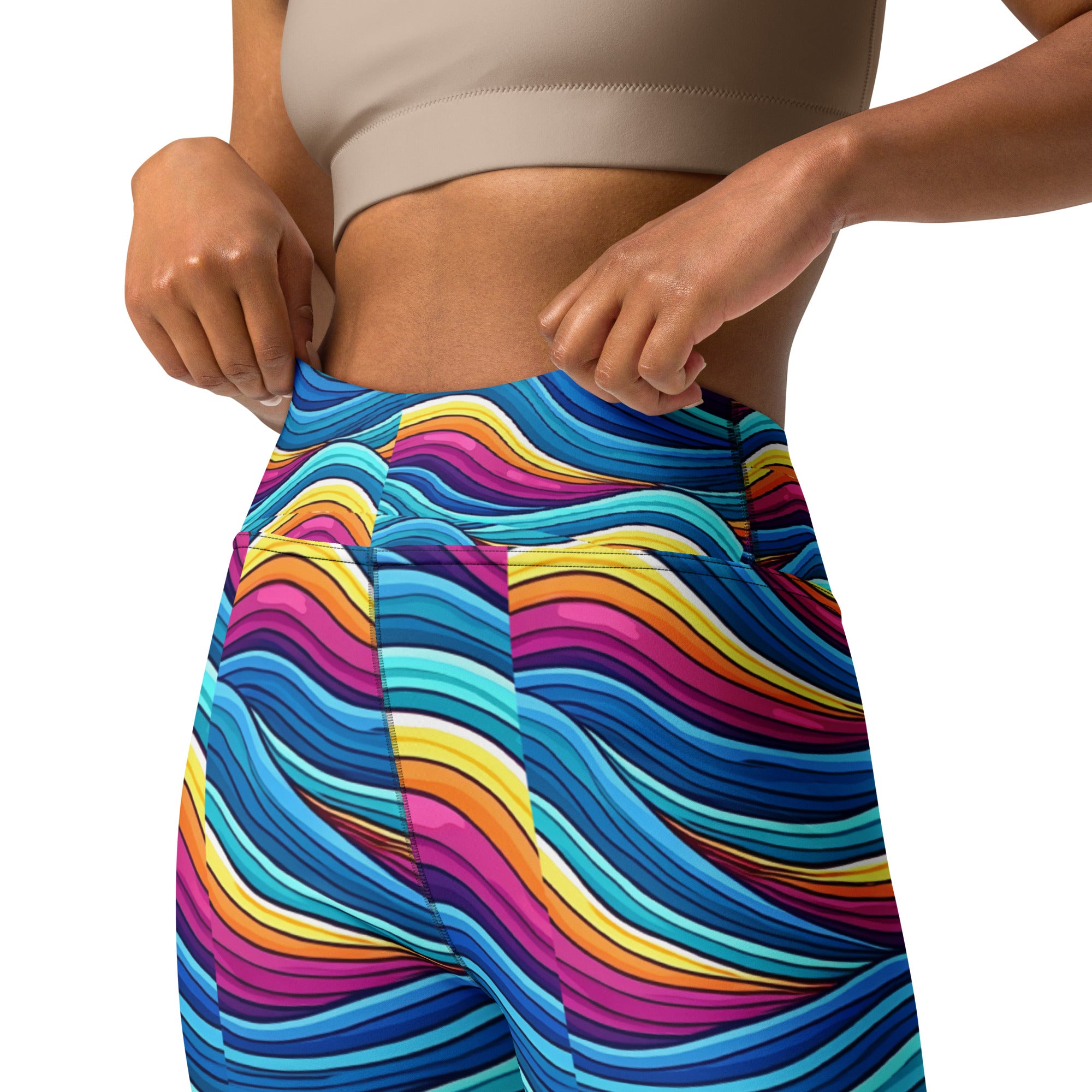 Yoga Leggings - Mystic Wave Flow Leggings – Enchanting Color Swirls by printfluence.net