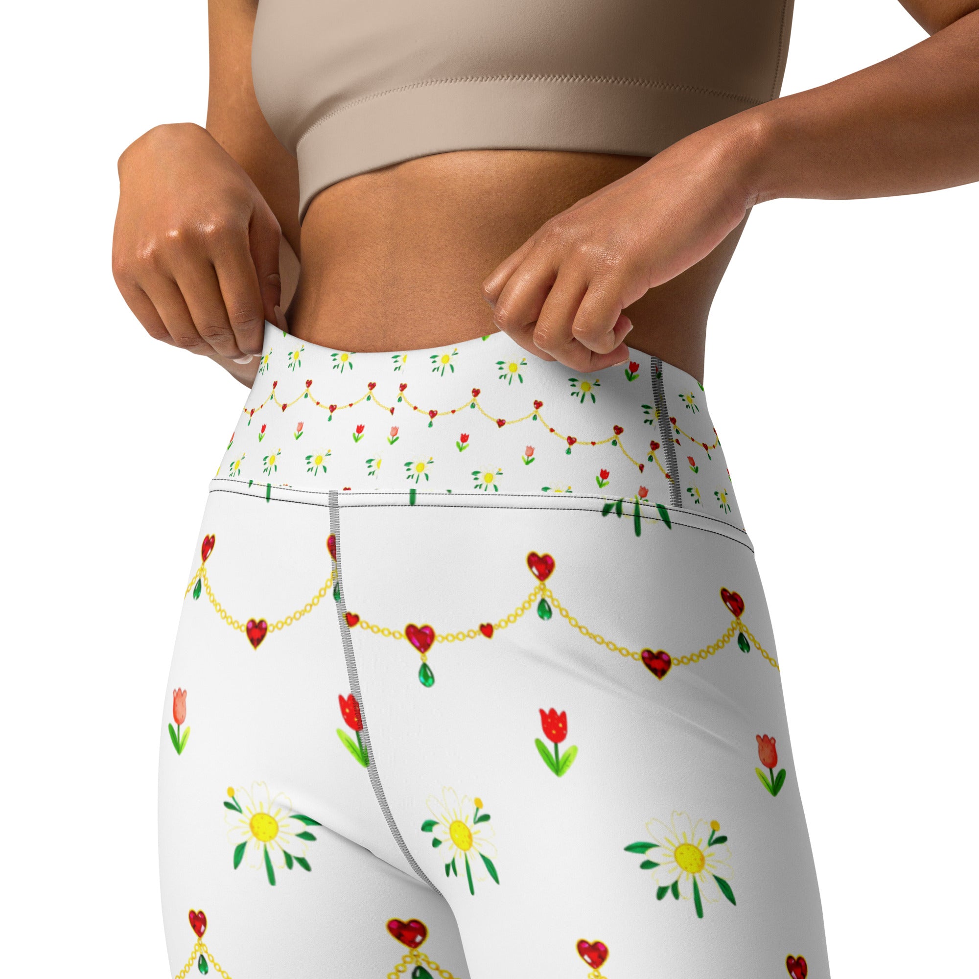 Yoga Leggings - Elegant Floral Ribbon Yoga Leggings – Luxury Activewear for Unique Women by printfluence.net