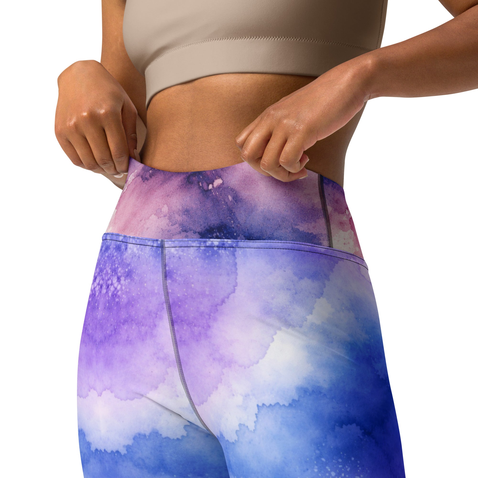 Yoga Leggings - Cloudscape Yoga Leggings – Dreamy Watercolor Sky All-Over Print by printfluence.net