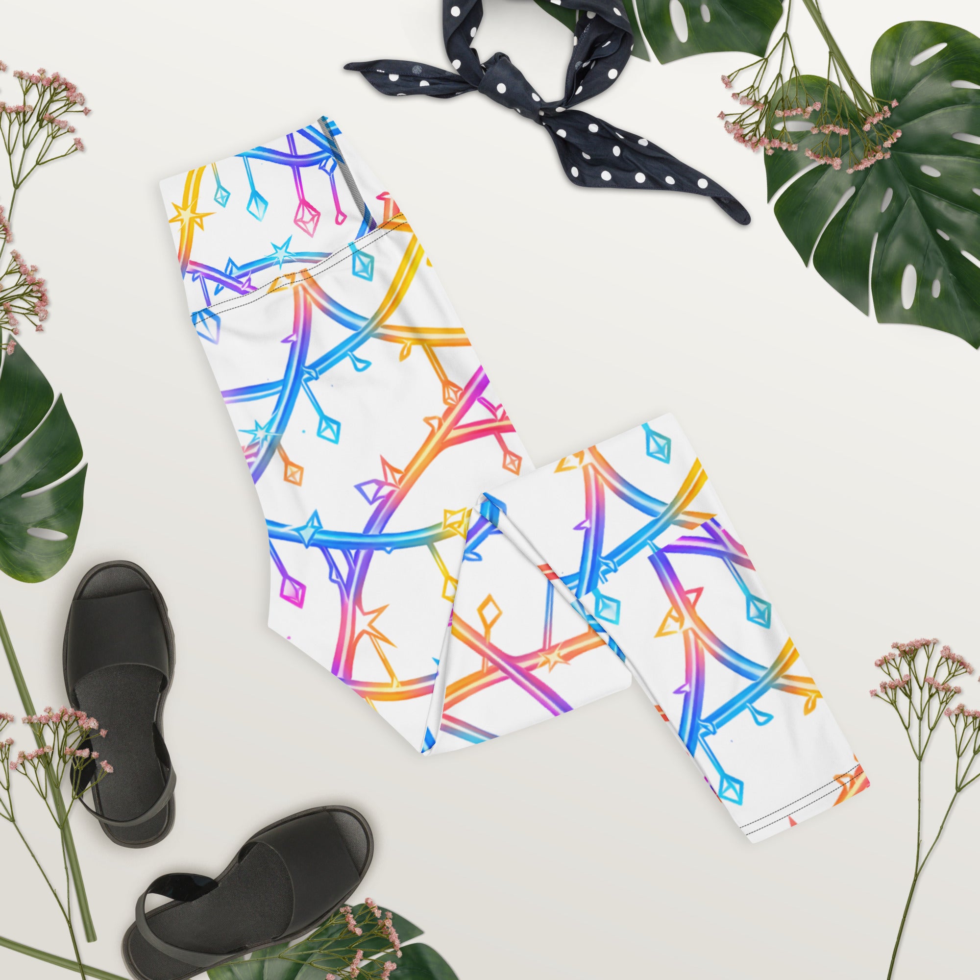 Yoga Leggings - Celestial Glow: Rainbow Crystal Path Yoga Leggings ✨🌈 by printfluence.net