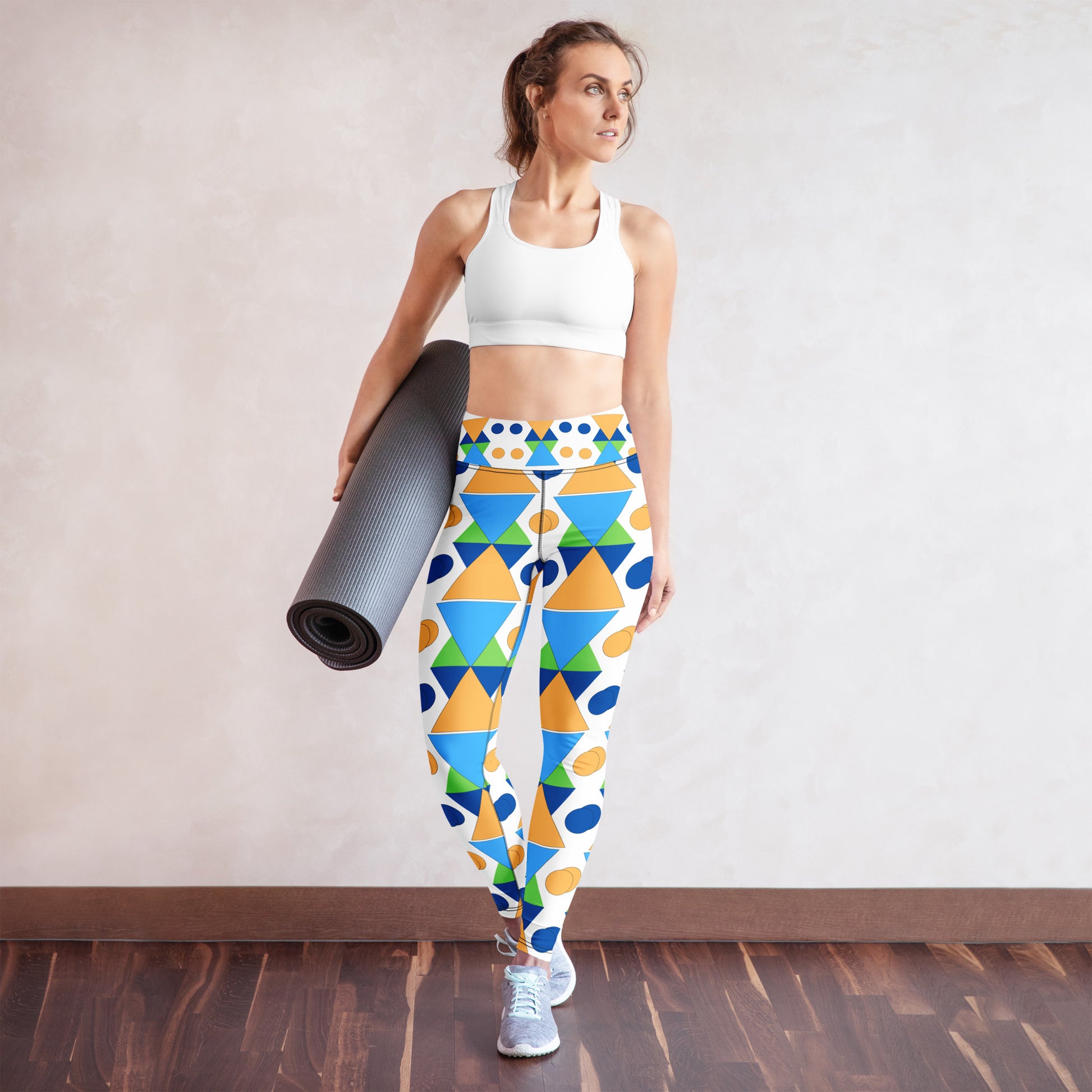 Yoga Leggings - Geometric Harmony Women’s Leggings – Colorful Abstract Art Aesthetic by printfluence.net