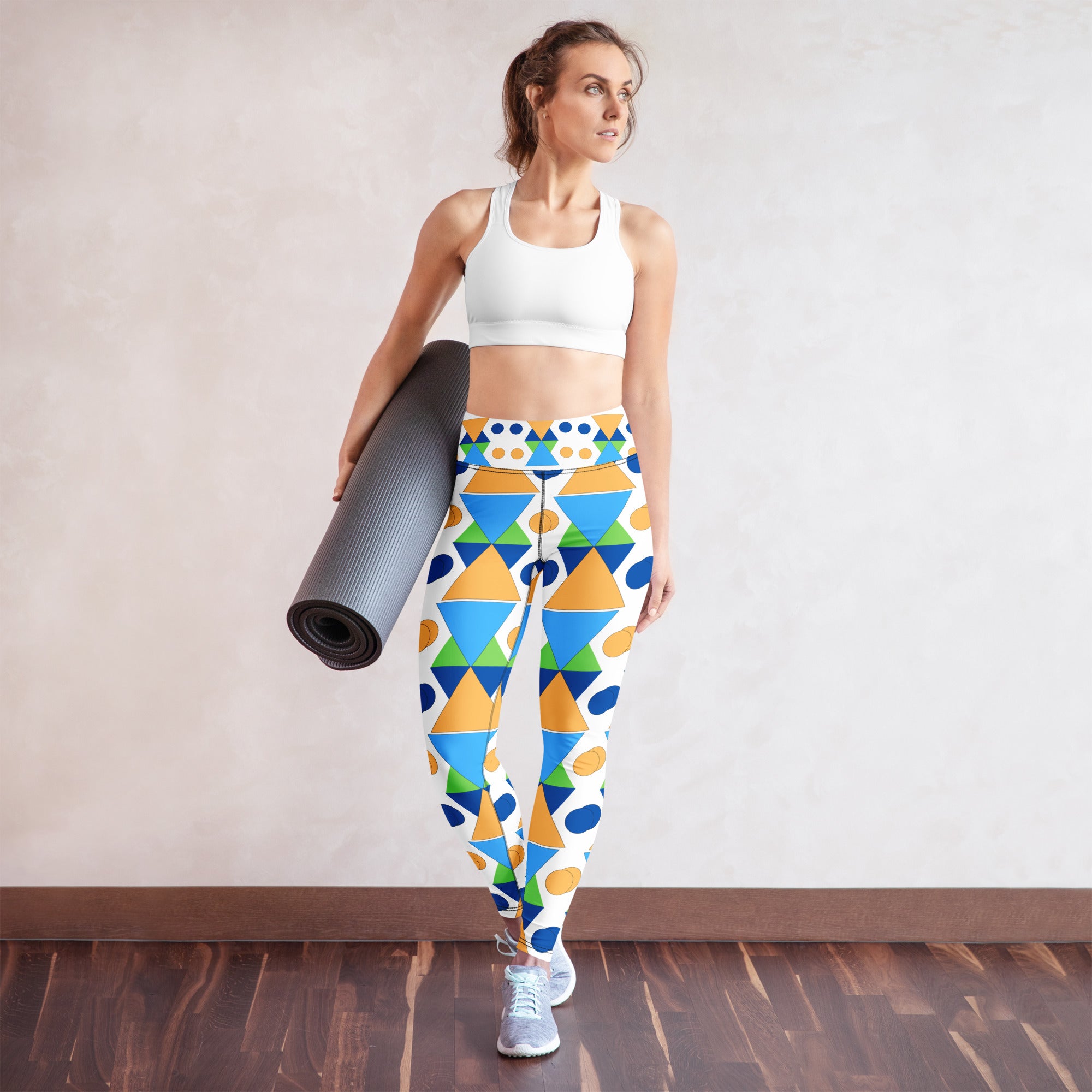 Yoga Leggings - Geometric Harmony Women’s Leggings – Colorful Abstract Art Aesthetic by printfluence.net