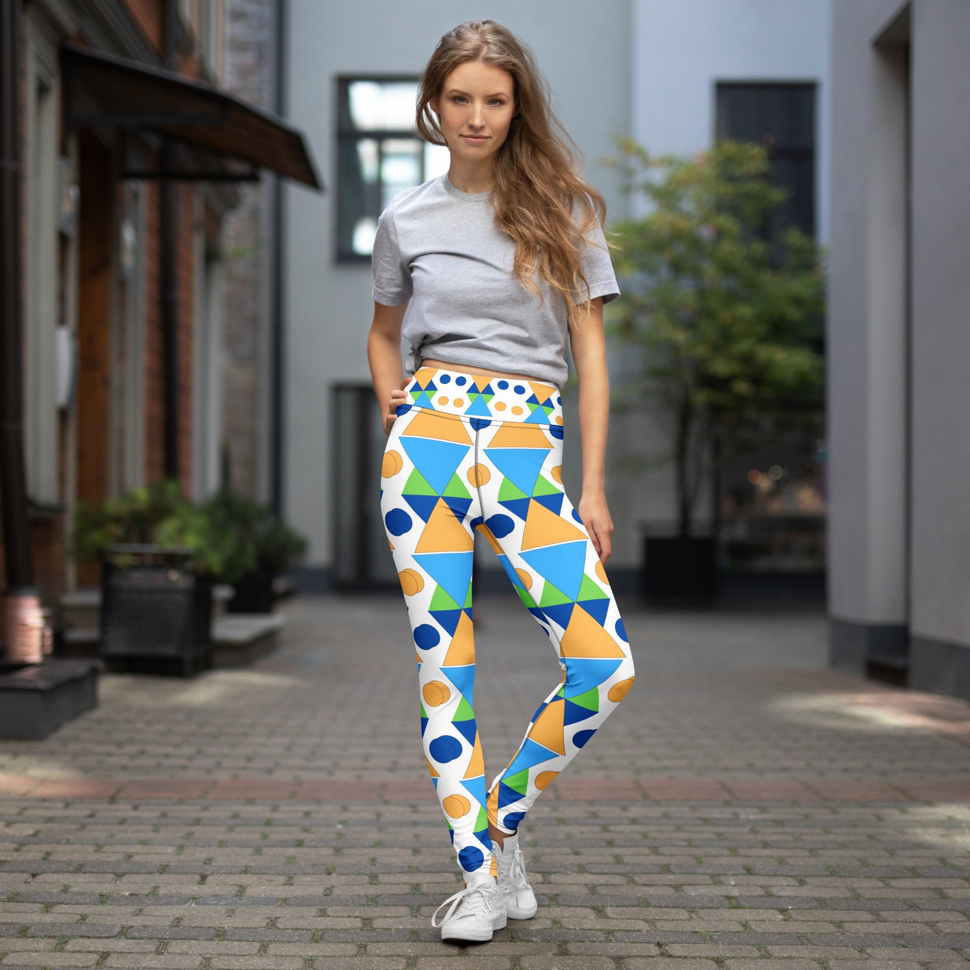 Yoga Leggings - Geometric Harmony Women’s Leggings – Colorful Abstract Art Aesthetic by printfluence.net