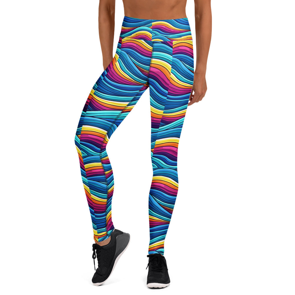 Yoga Leggings - Mystic Wave Flow Leggings – Enchanting Color Swirls by printfluence.net