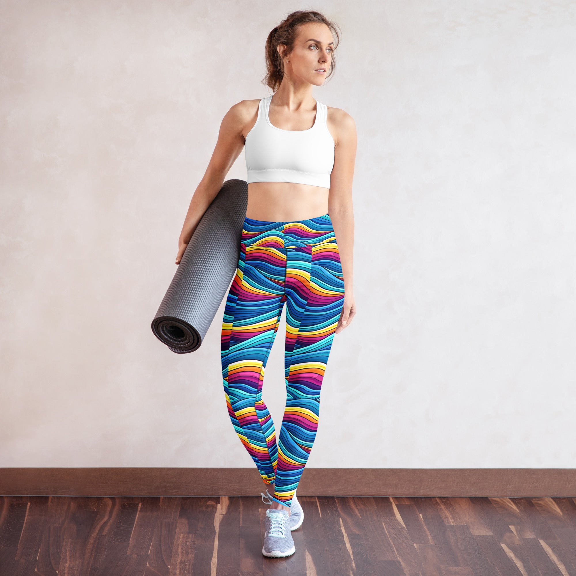 Yoga Leggings - Mystic Wave Flow Leggings – Enchanting Color Swirls by printfluence.net