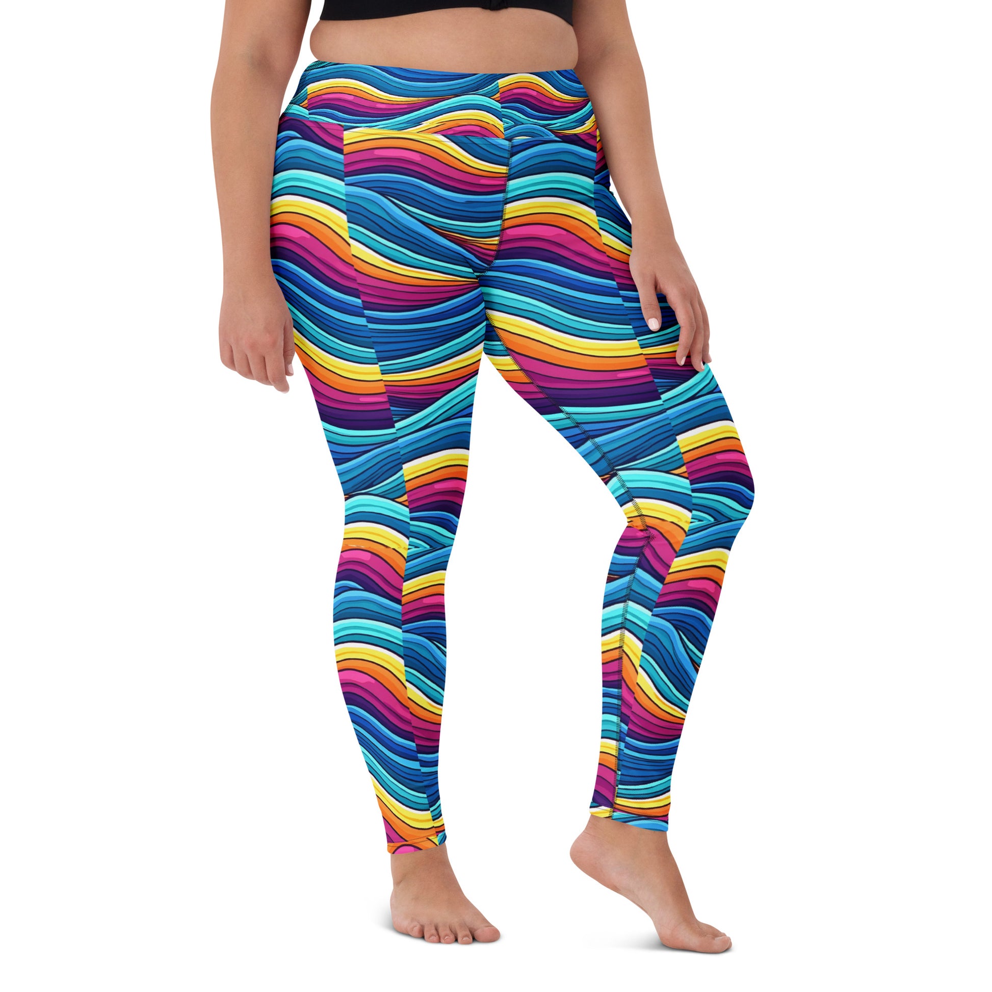 Yoga Leggings - Mystic Wave Flow Leggings – Enchanting Color Swirls by printfluence.net