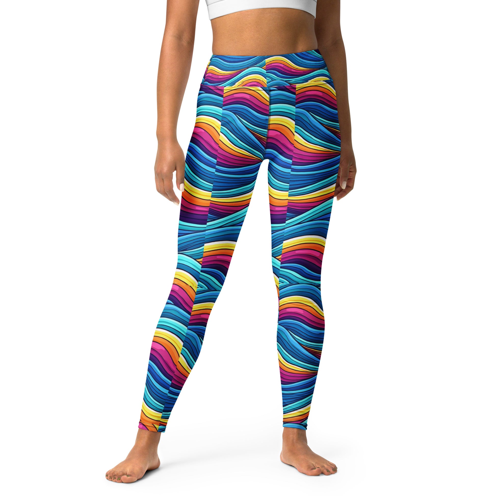 Yoga Leggings - Mystic Wave Flow Leggings – Enchanting Color Swirls by printfluence.net