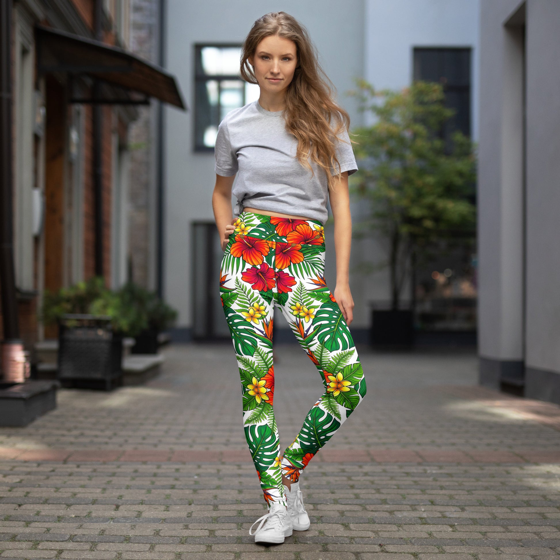 Yoga Leggings - Blooming Floral Yoga Leggings – Comfy High-Waist Patterned Tights for Everyday Flow by printfluence.net
