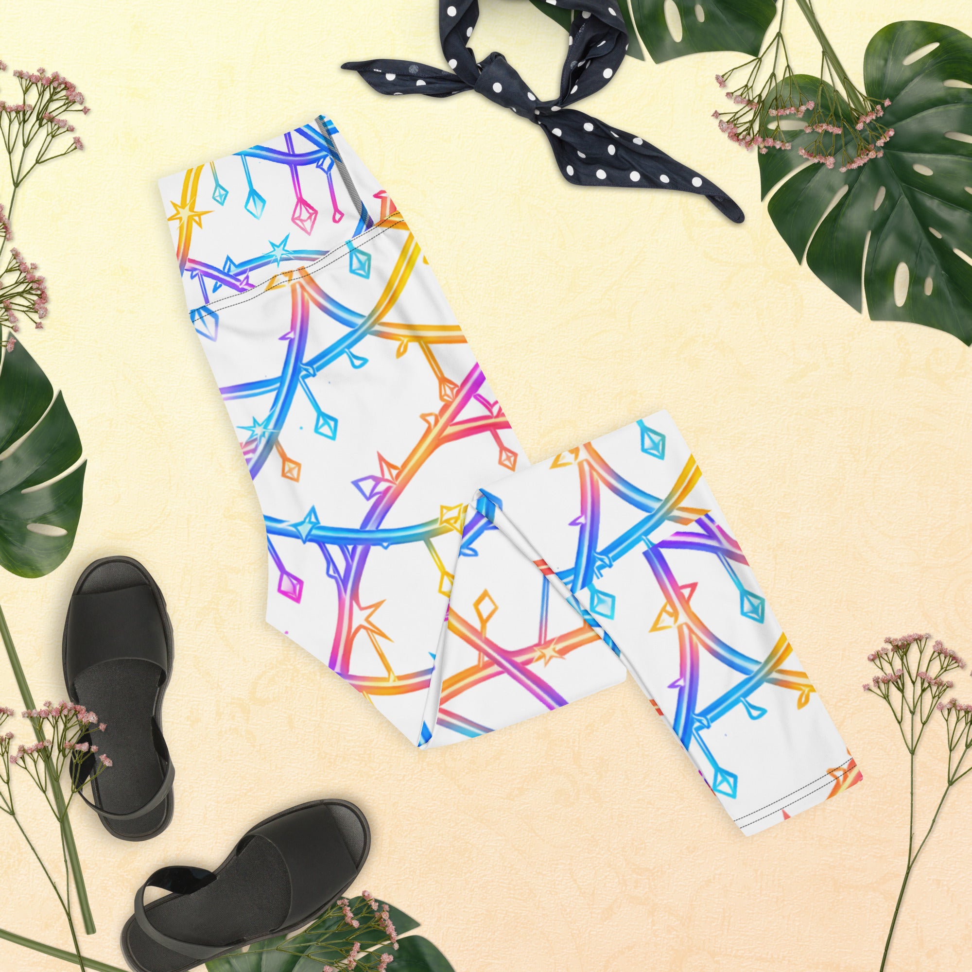 Yoga Leggings - Celestial Glow: Rainbow Crystal Path Yoga Leggings ✨🌈 by printfluence.net