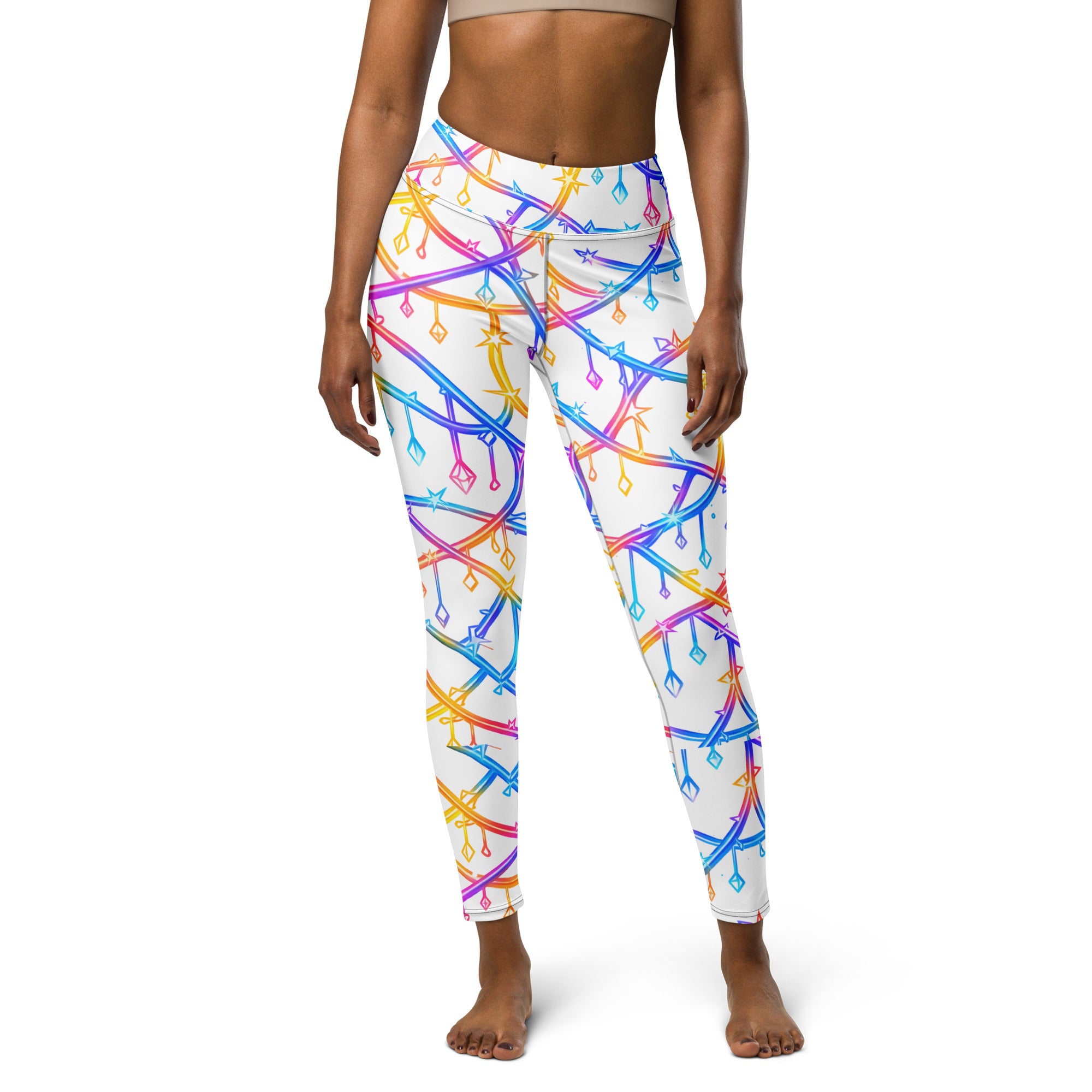 Yoga Leggings - Celestial Glow: Rainbow Crystal Path Yoga Leggings ✨🌈 by printfluence.net