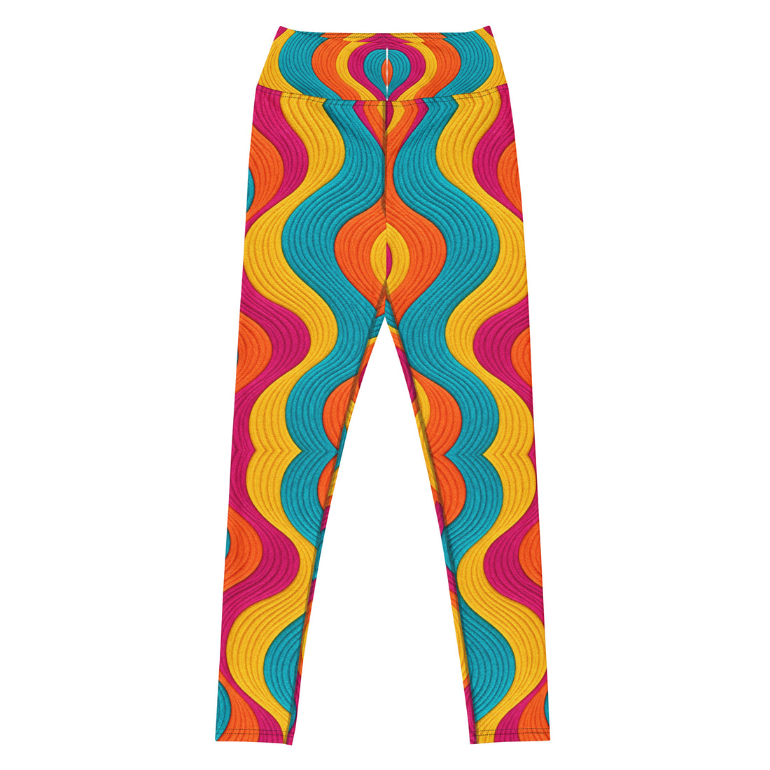 Heritage Bloom Lovers | All-Over Print Yoga Leggings — Vibrant Wavy Colorful Rope Pattern by printfluence