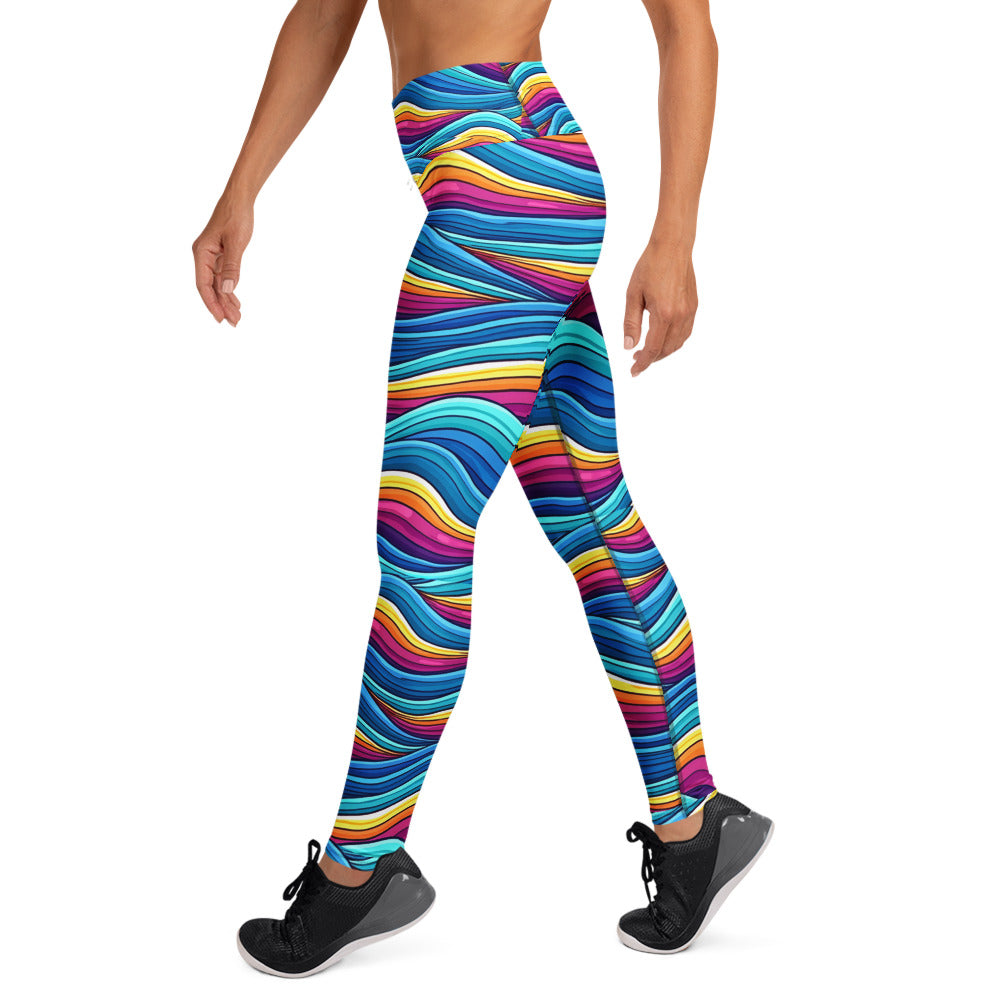 Yoga Leggings - Mystic Wave Flow Leggings – Enchanting Color Swirls by printfluence.net
