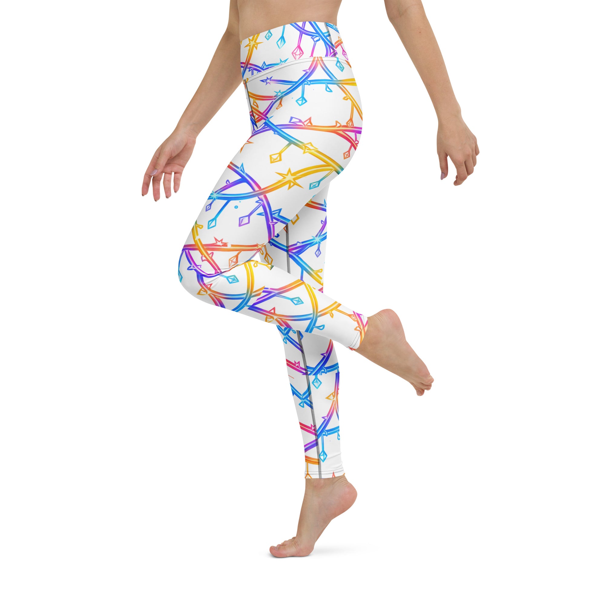 Yoga Leggings - Celestial Glow: Rainbow Crystal Path Yoga Leggings ✨🌈 by printfluence.net