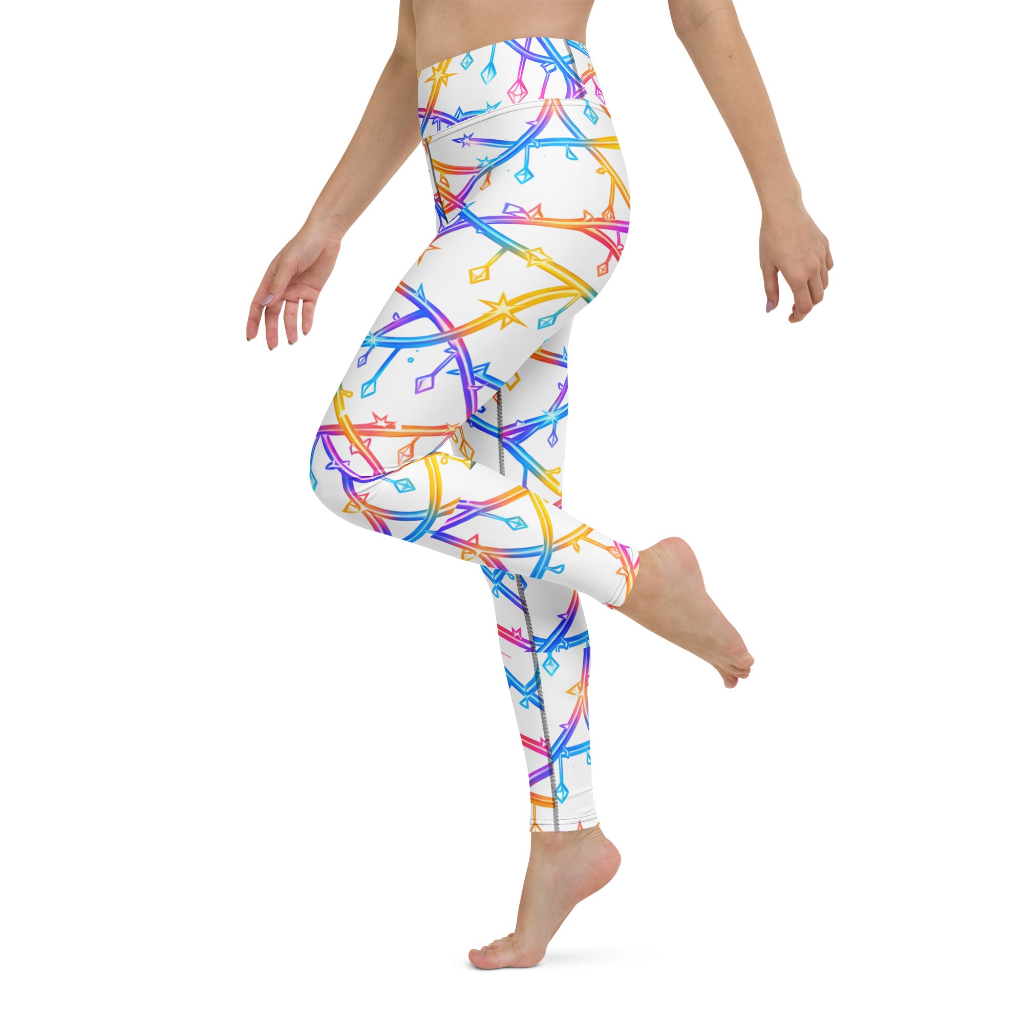 Yoga Leggings - Celestial Glow: Rainbow Crystal Path Yoga Leggings ✨🌈 by printfluence.net