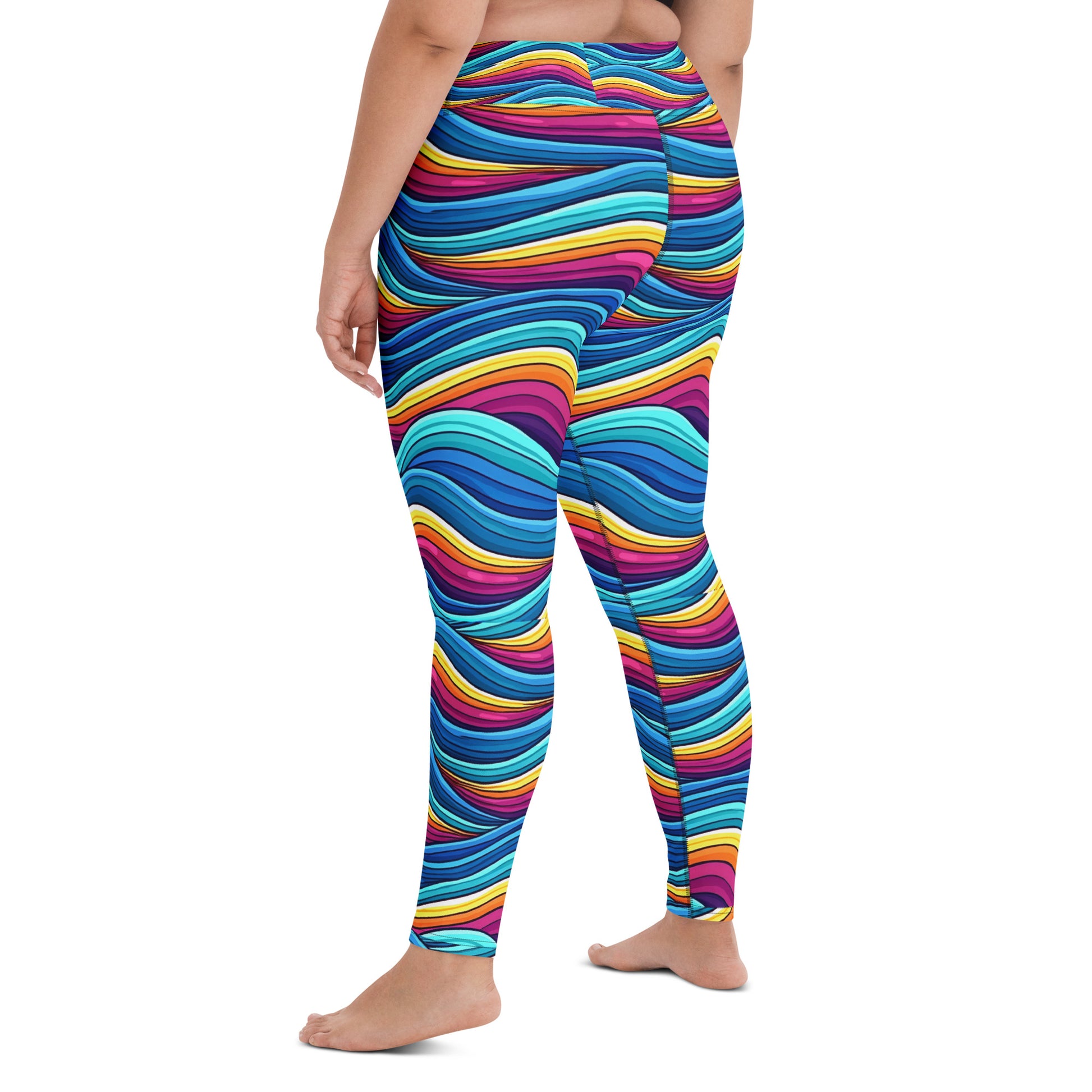Yoga Leggings - Mystic Wave Flow Leggings – Enchanting Color Swirls by printfluence.net
