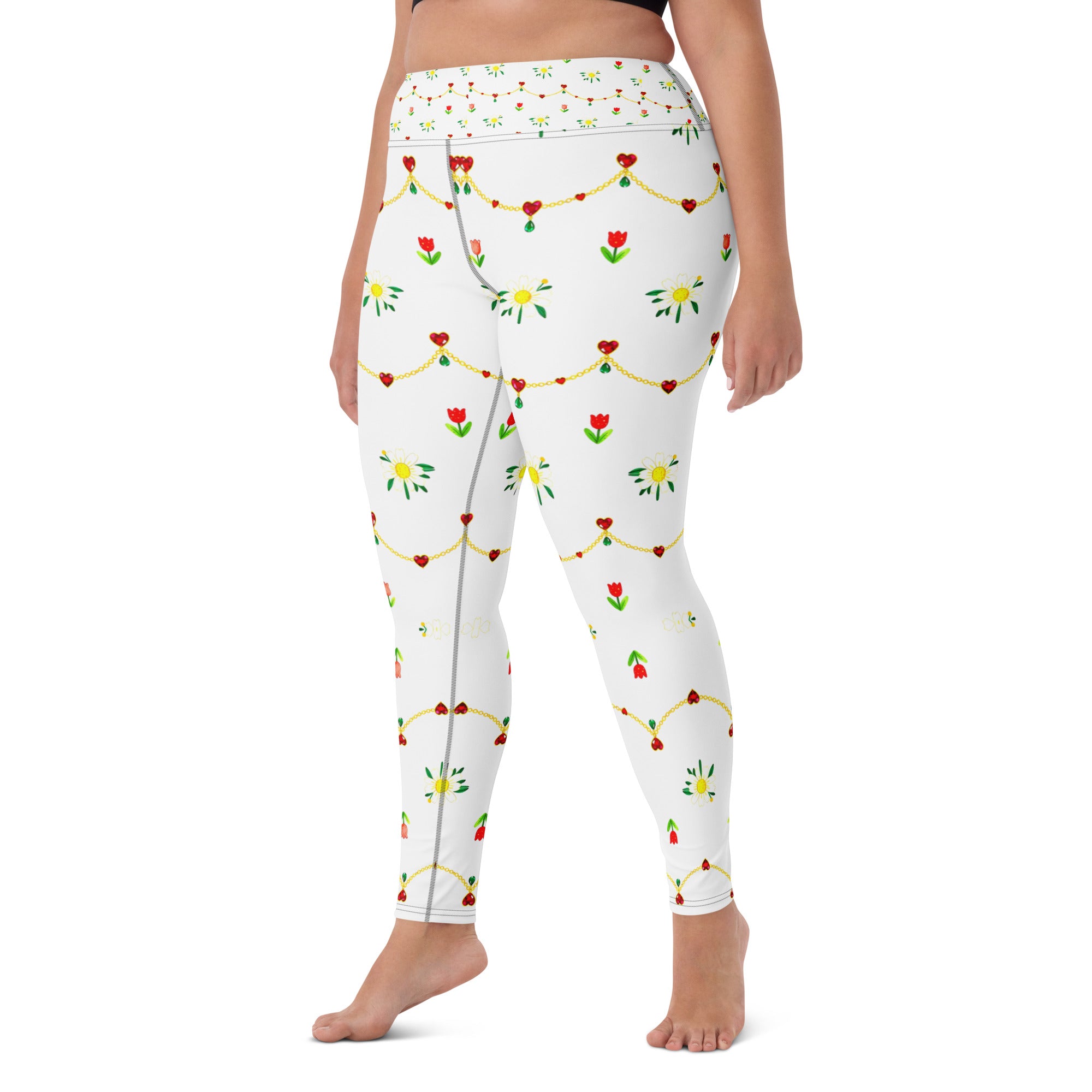 Yoga Leggings - Elegant Floral Ribbon Yoga Leggings – Luxury Activewear for Unique Women by printfluence.net