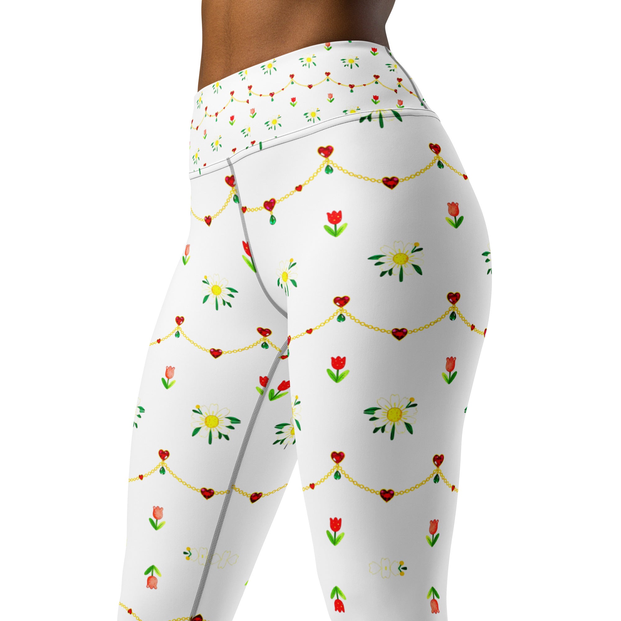 Yoga Leggings - Elegant Floral Ribbon Yoga Leggings – Luxury Activewear for Unique Women by printfluence.net