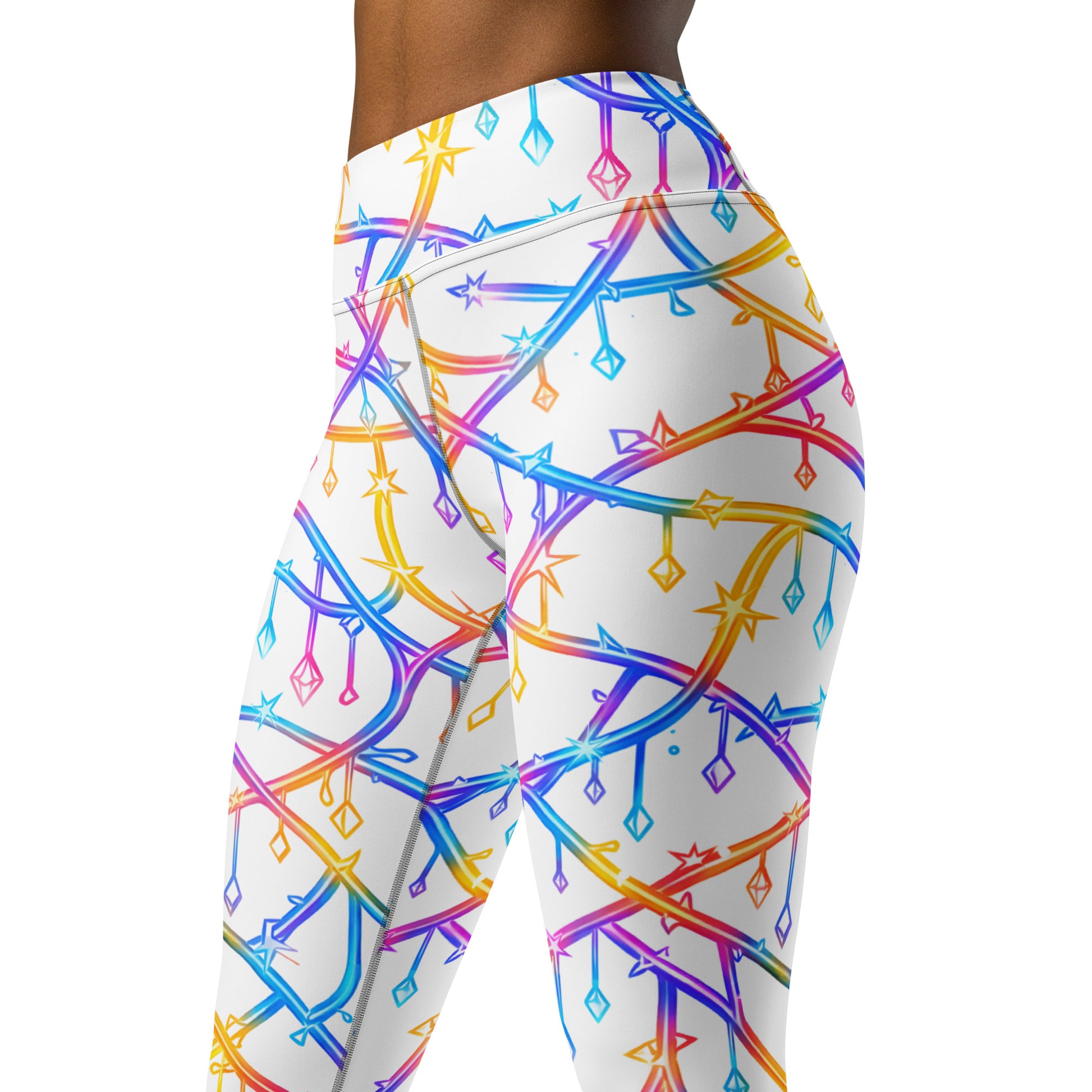 Yoga Leggings - Celestial Glow: Rainbow Crystal Path Yoga Leggings ✨🌈 by printfluence.net